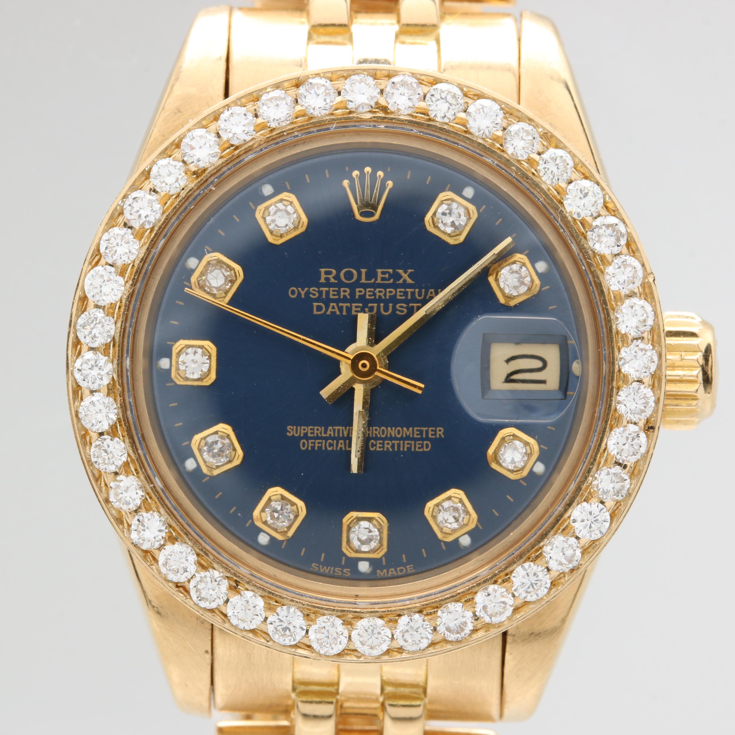 1979 Rolex Datejust 18K Yellow Gold 1.15 CTW Diamond Watch