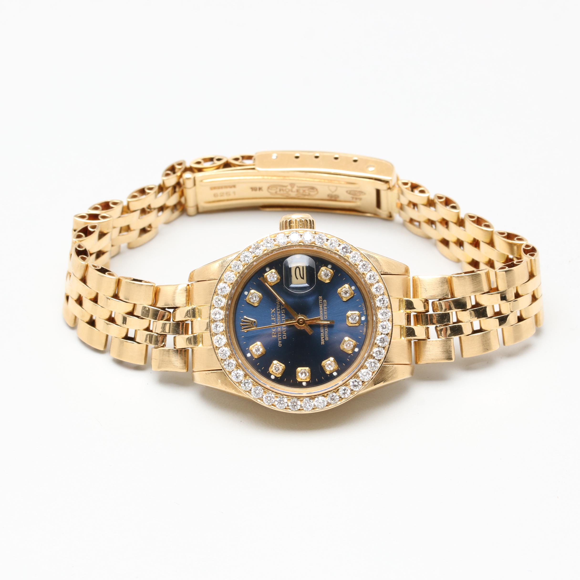 1979 Rolex Datejust 18K Yellow Gold 1.15 CTW Diamond Watch