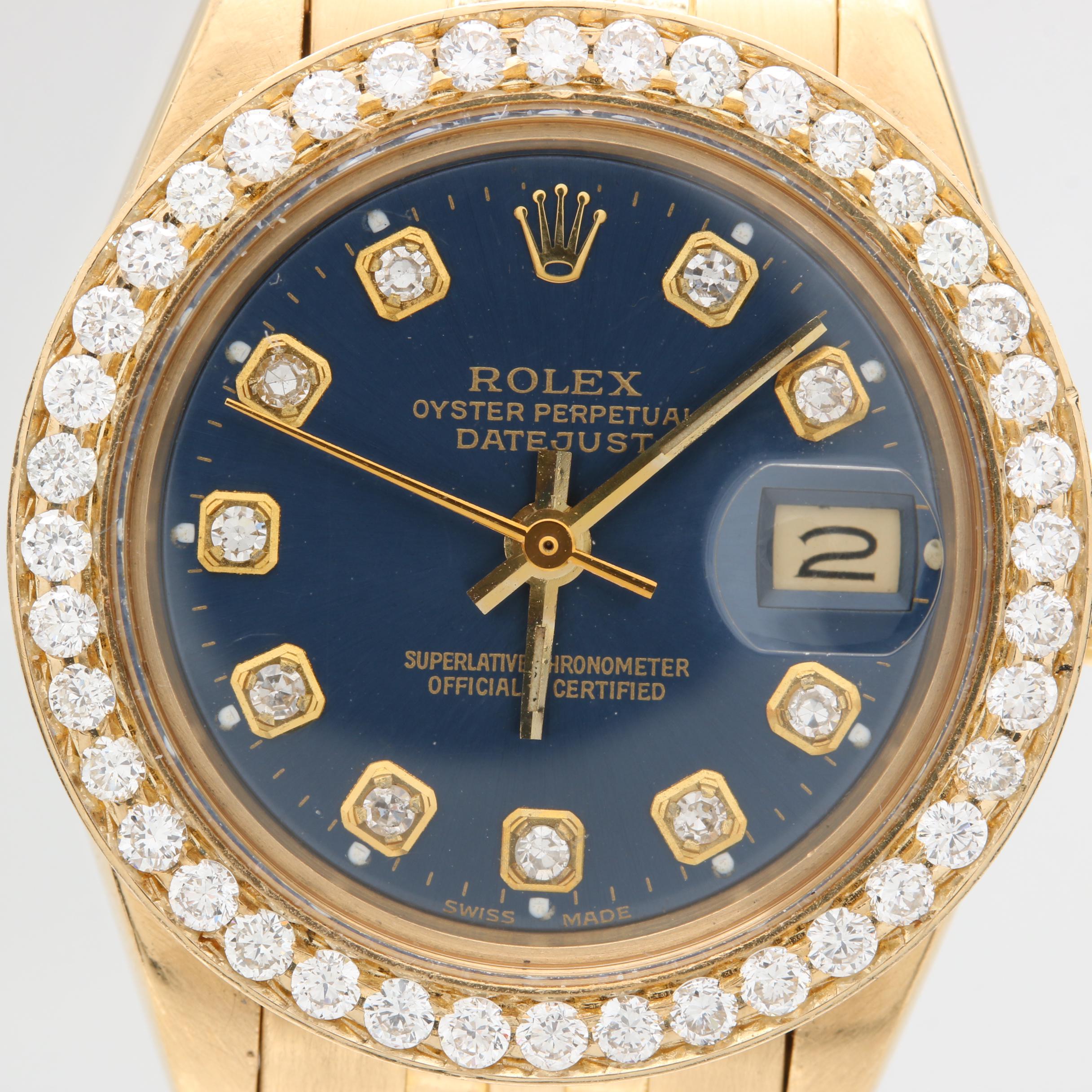 1979 Rolex Datejust 18K Yellow Gold 1.15 CTW Diamond Watch