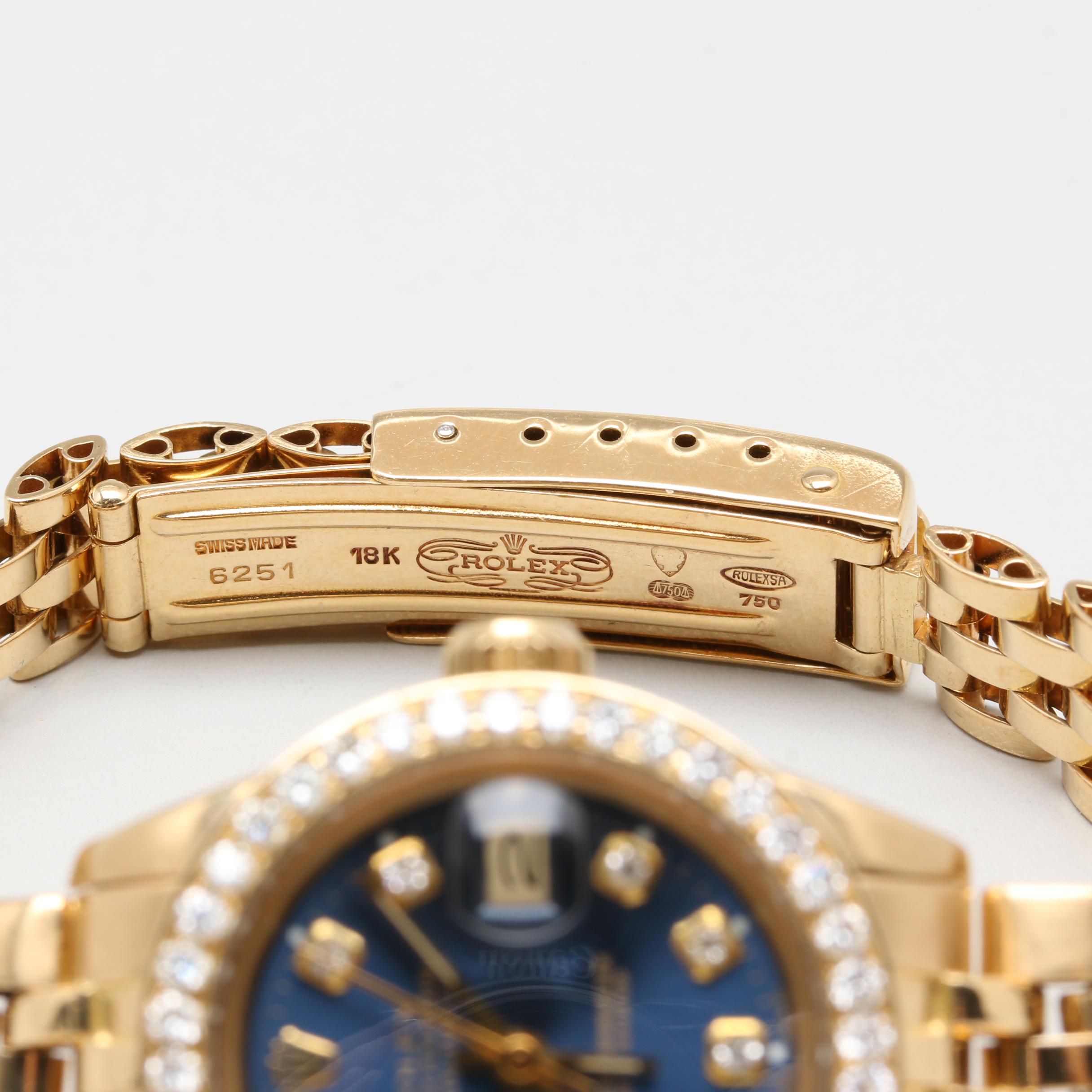 1979 Rolex Datejust 18K Yellow Gold 1.15 CTW Diamond Watch