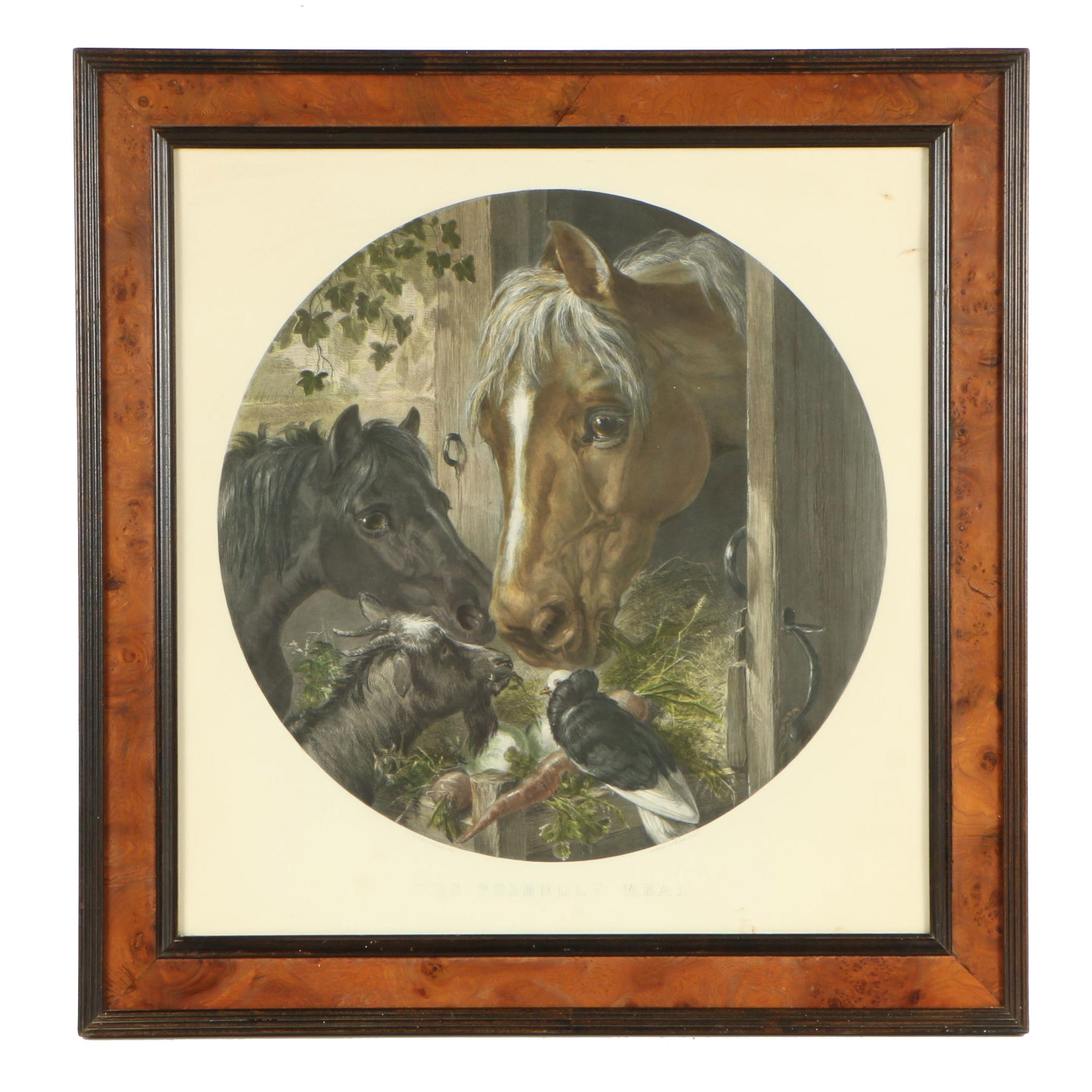 Engraving after J.F. Herring Painting "The Friendly Meal"