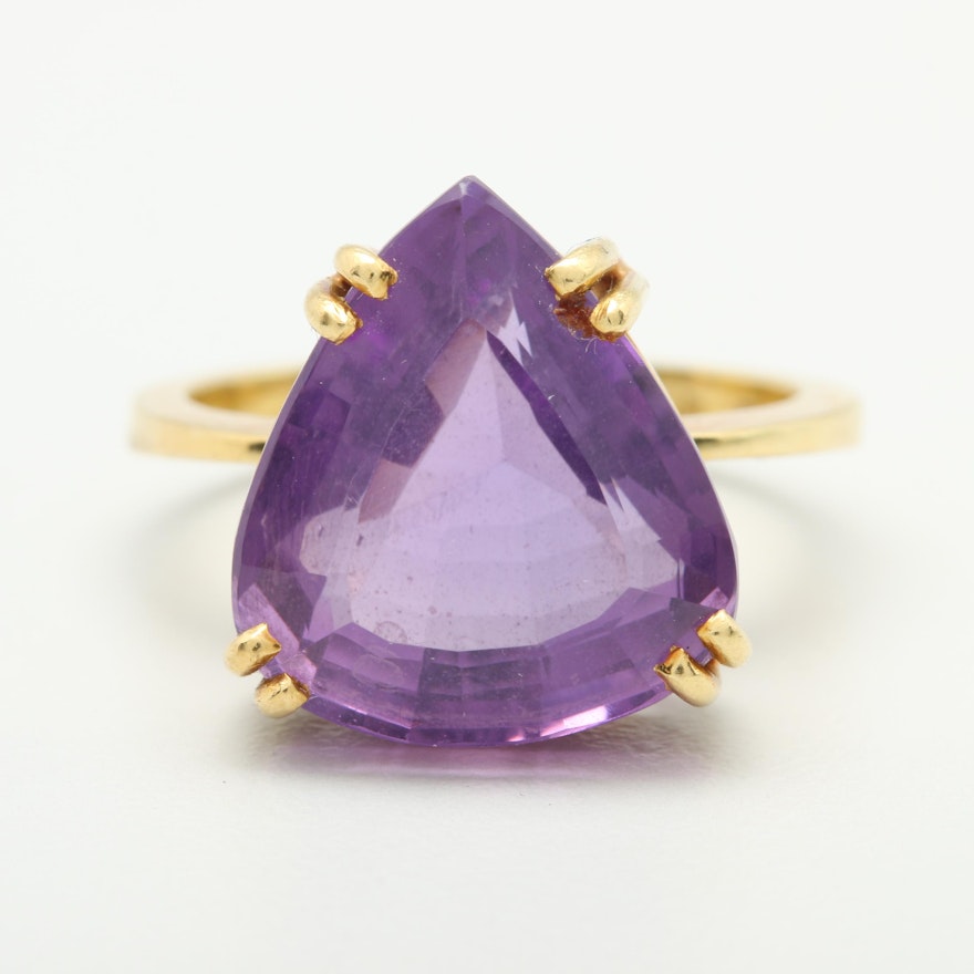 18K Yellow Gold 9.90 CT Amethyst Ring