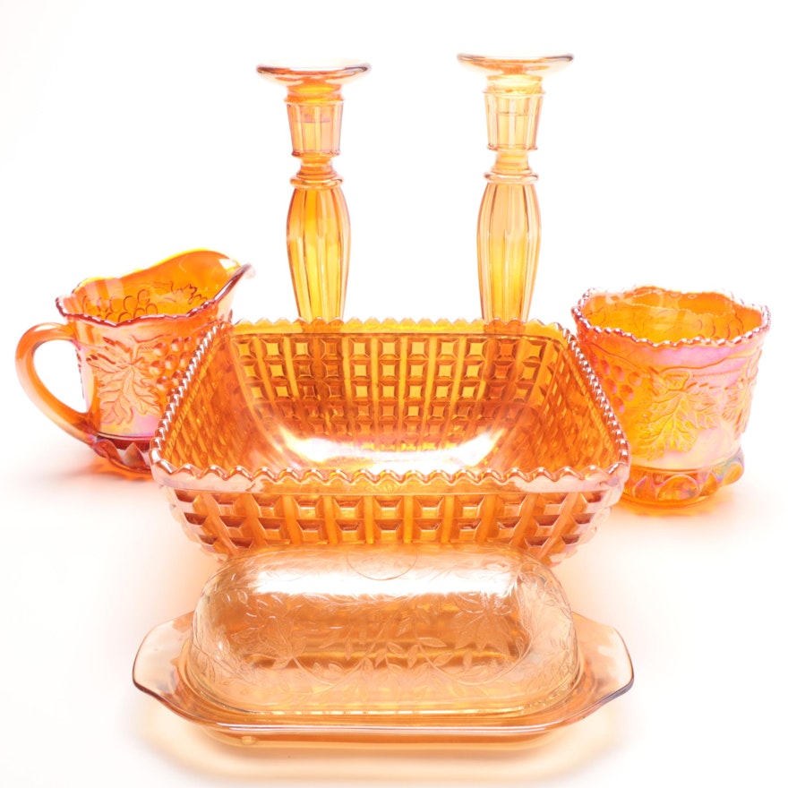 Marigold Carnival Glass Decorative Tableware