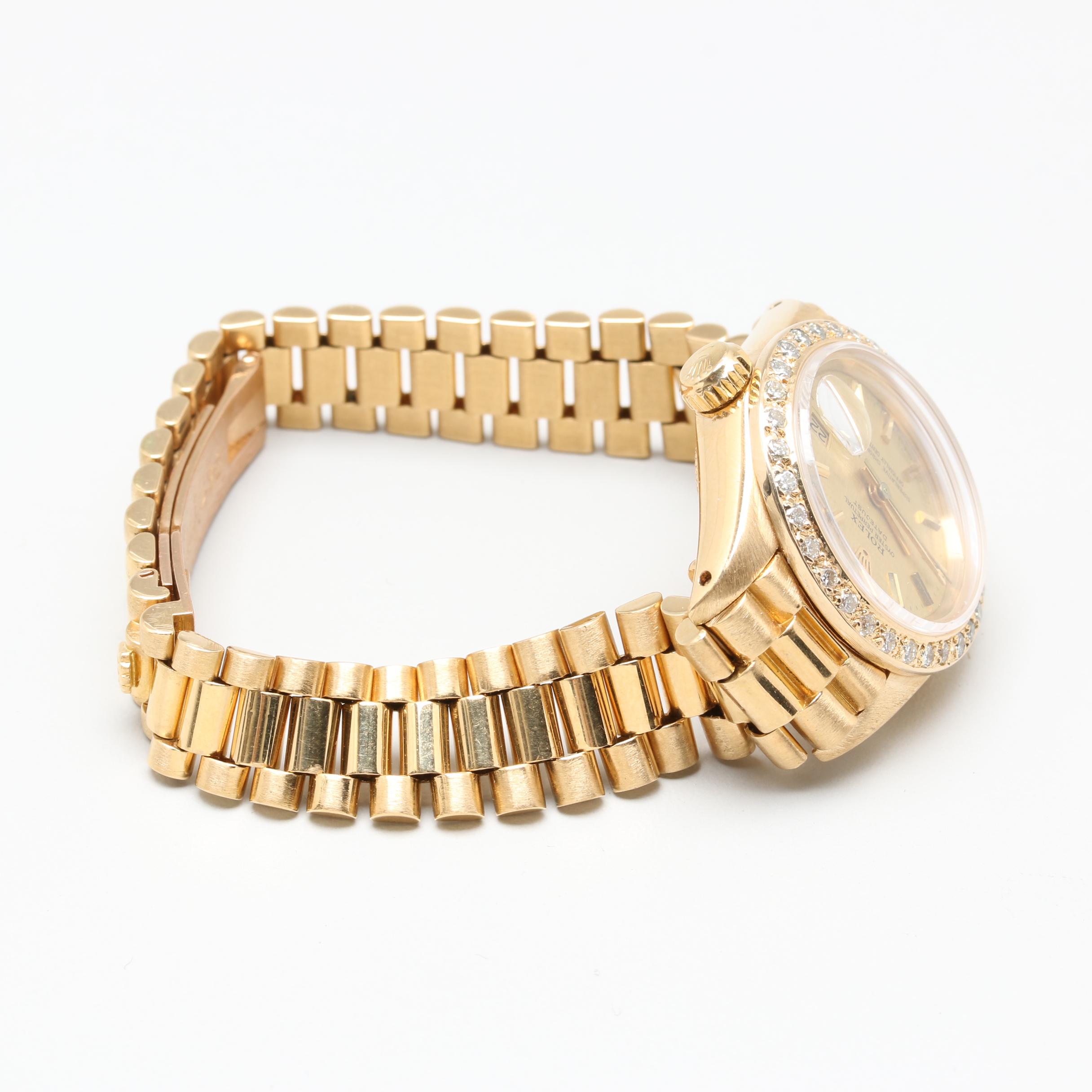 1981 Rolex Oyster Perpetual Datejust 18K Yellow Gold Diamond Watch