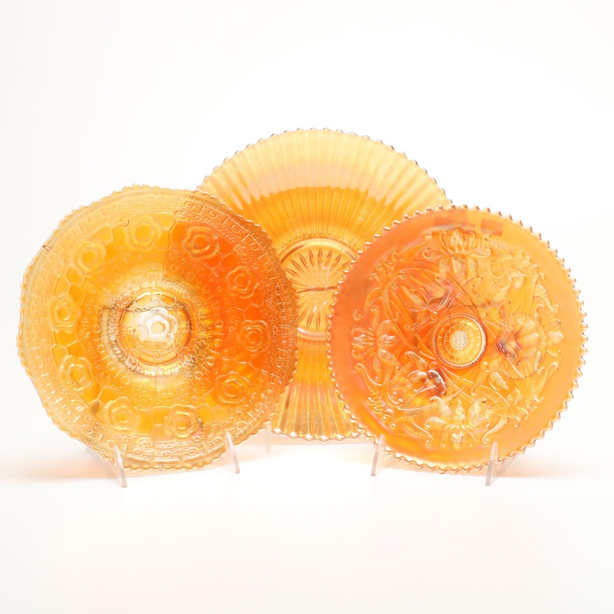 Marigold Carnival Glass Plates