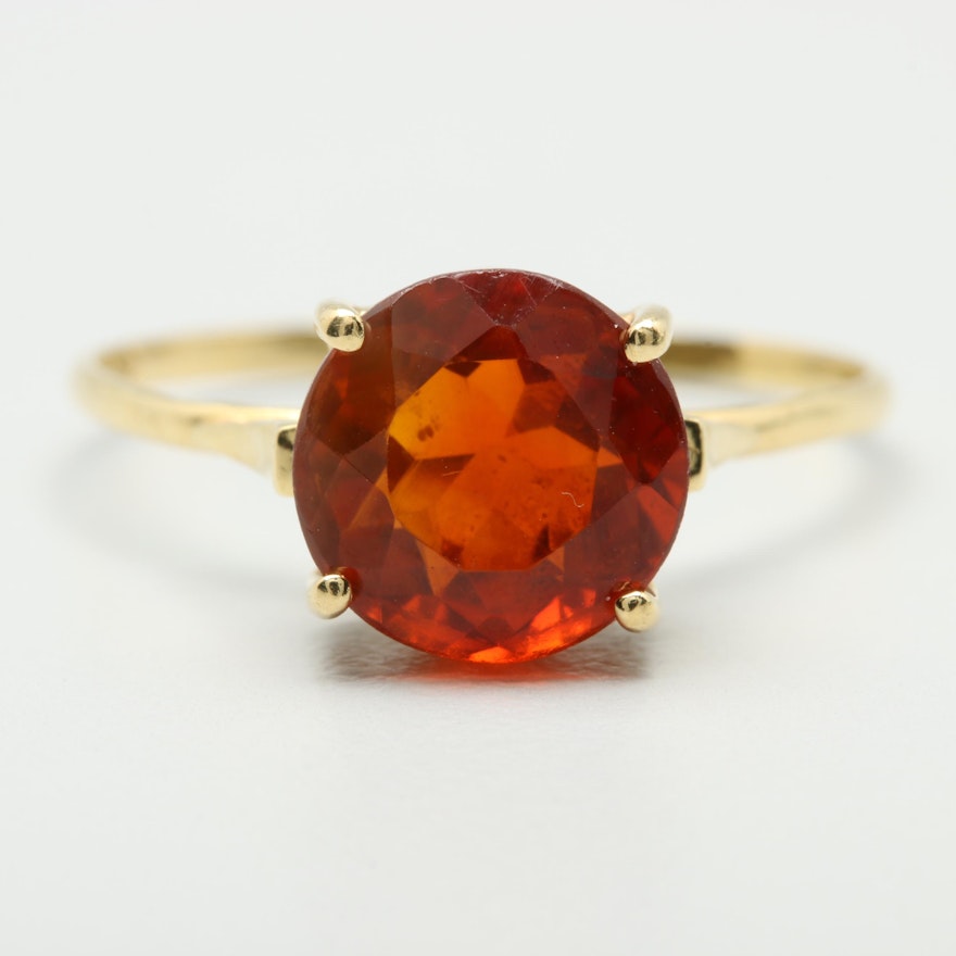 18K Yellow Gold Citrine Solitaire Ring