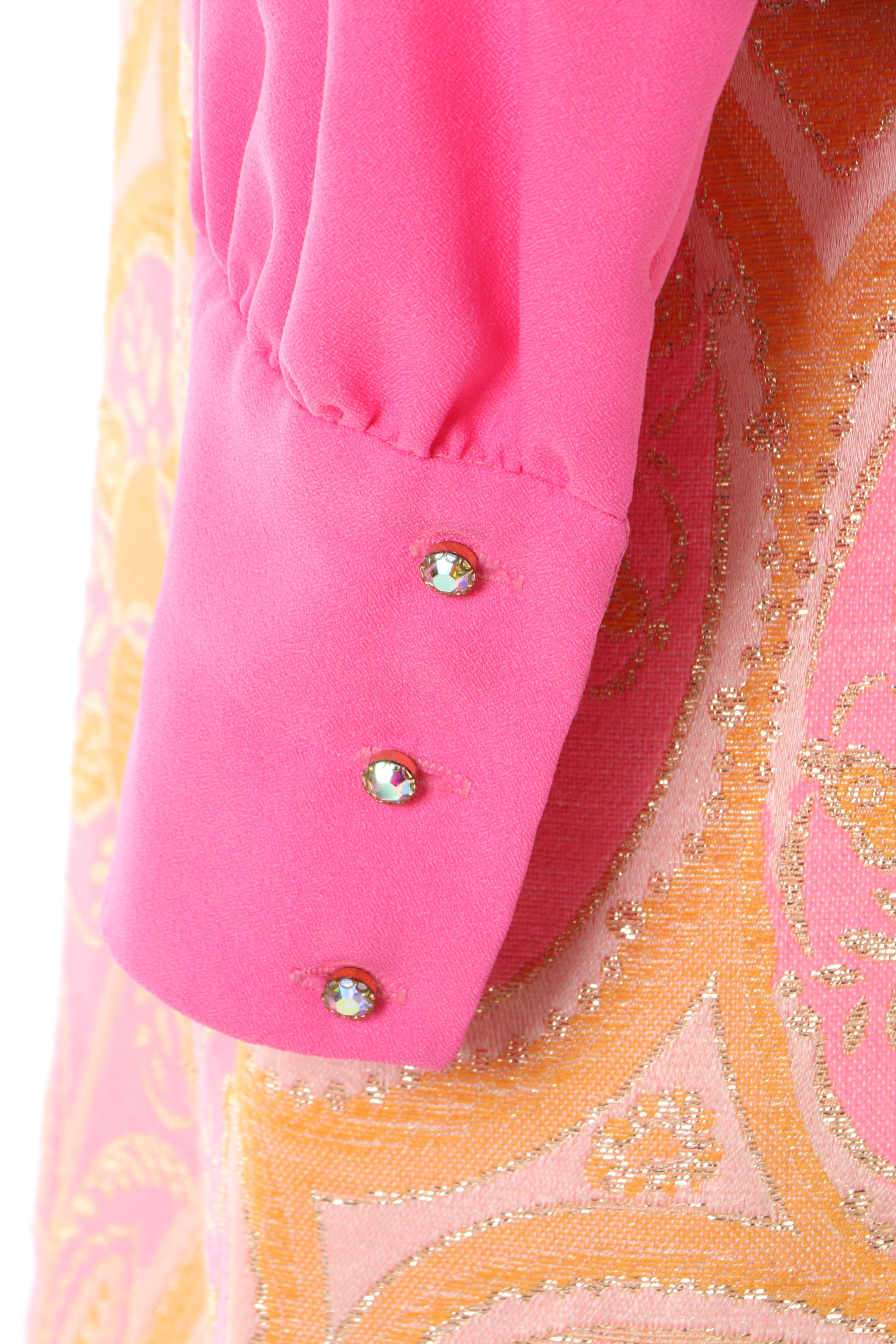 Circa 1960s Coco California Pink Tunic and Pants Evening Ensemble with Duster