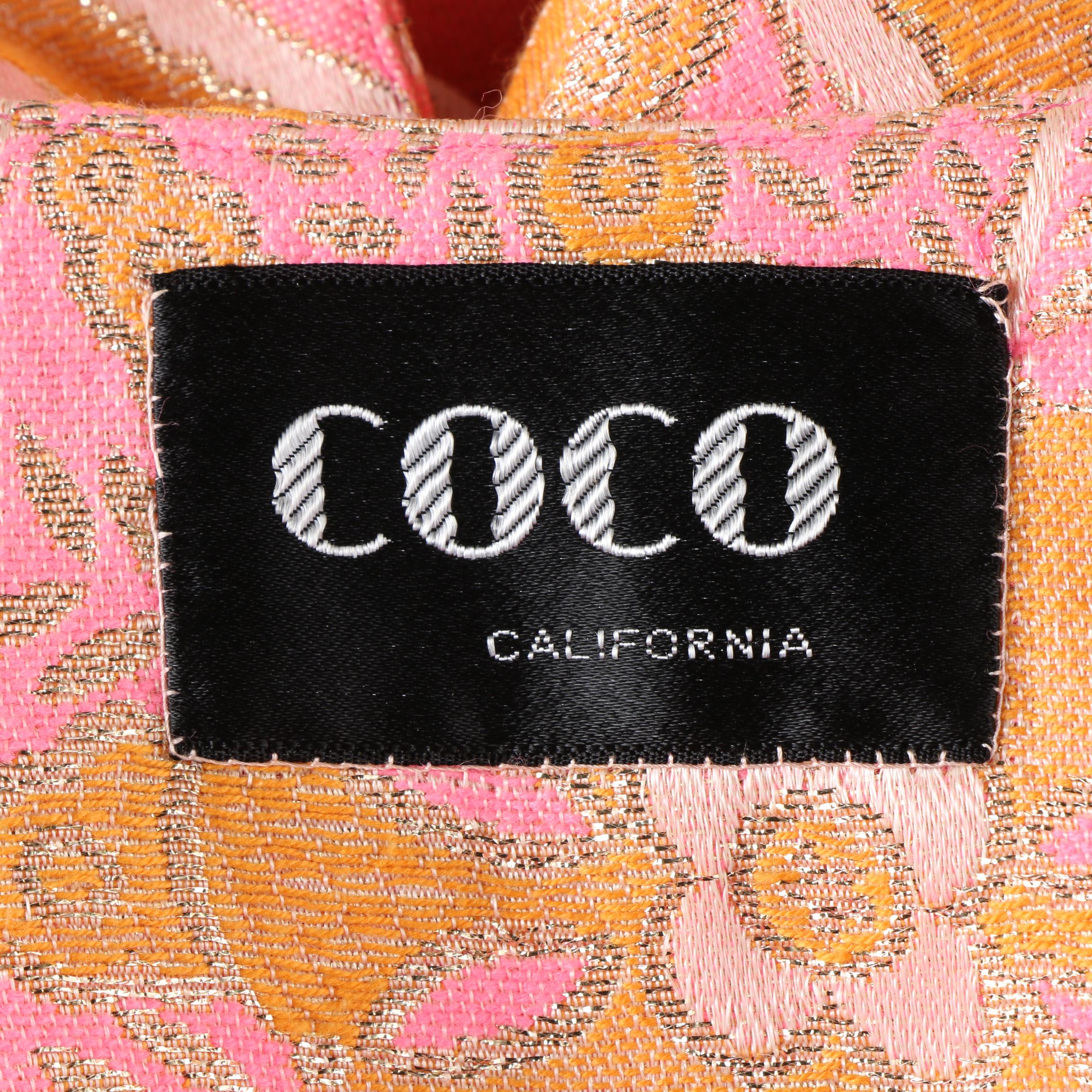 Circa 1960s Coco California Pink Tunic and Pants Evening Ensemble with Duster