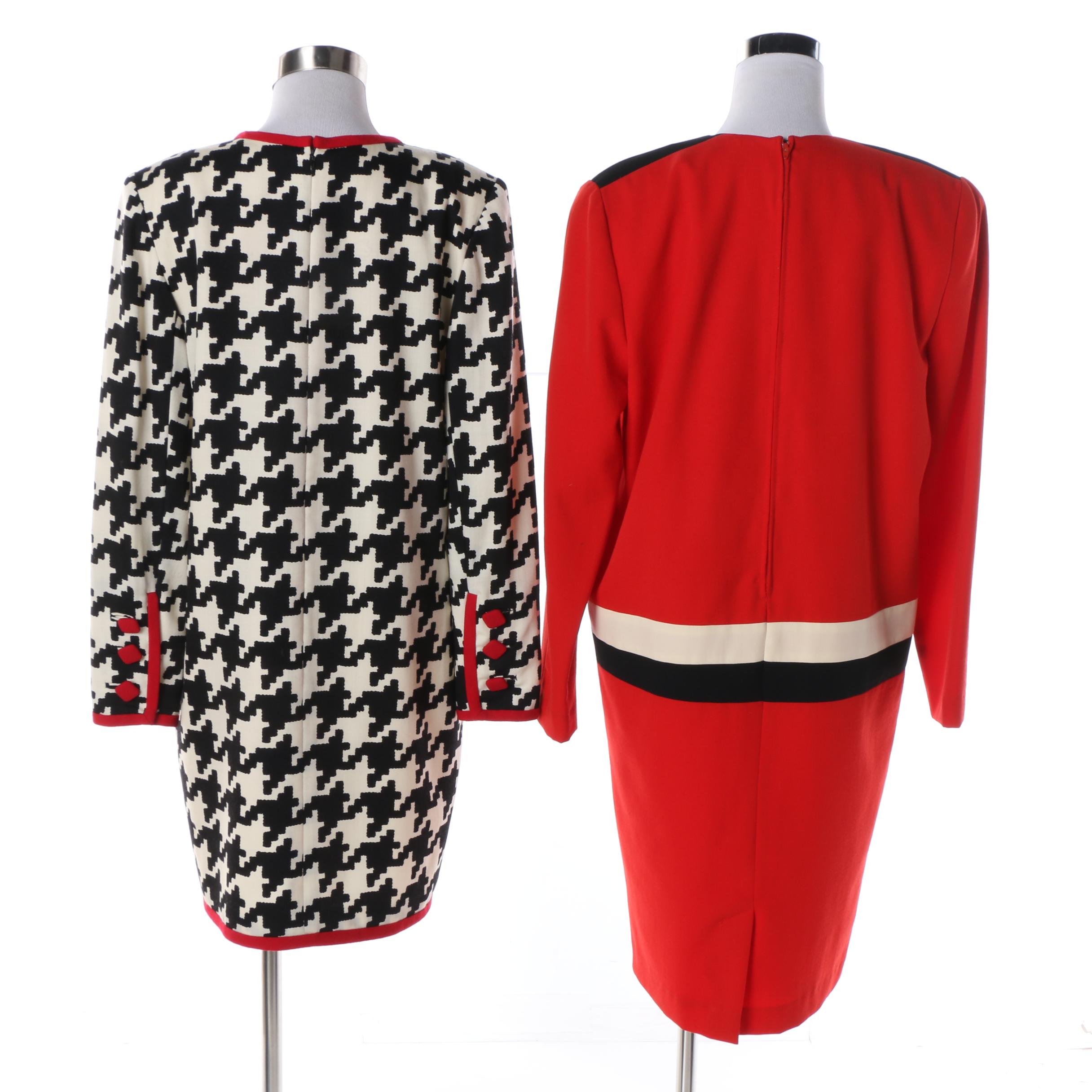 1980s Chetta B and Stanley Platos Martin Ross Wool Dresses