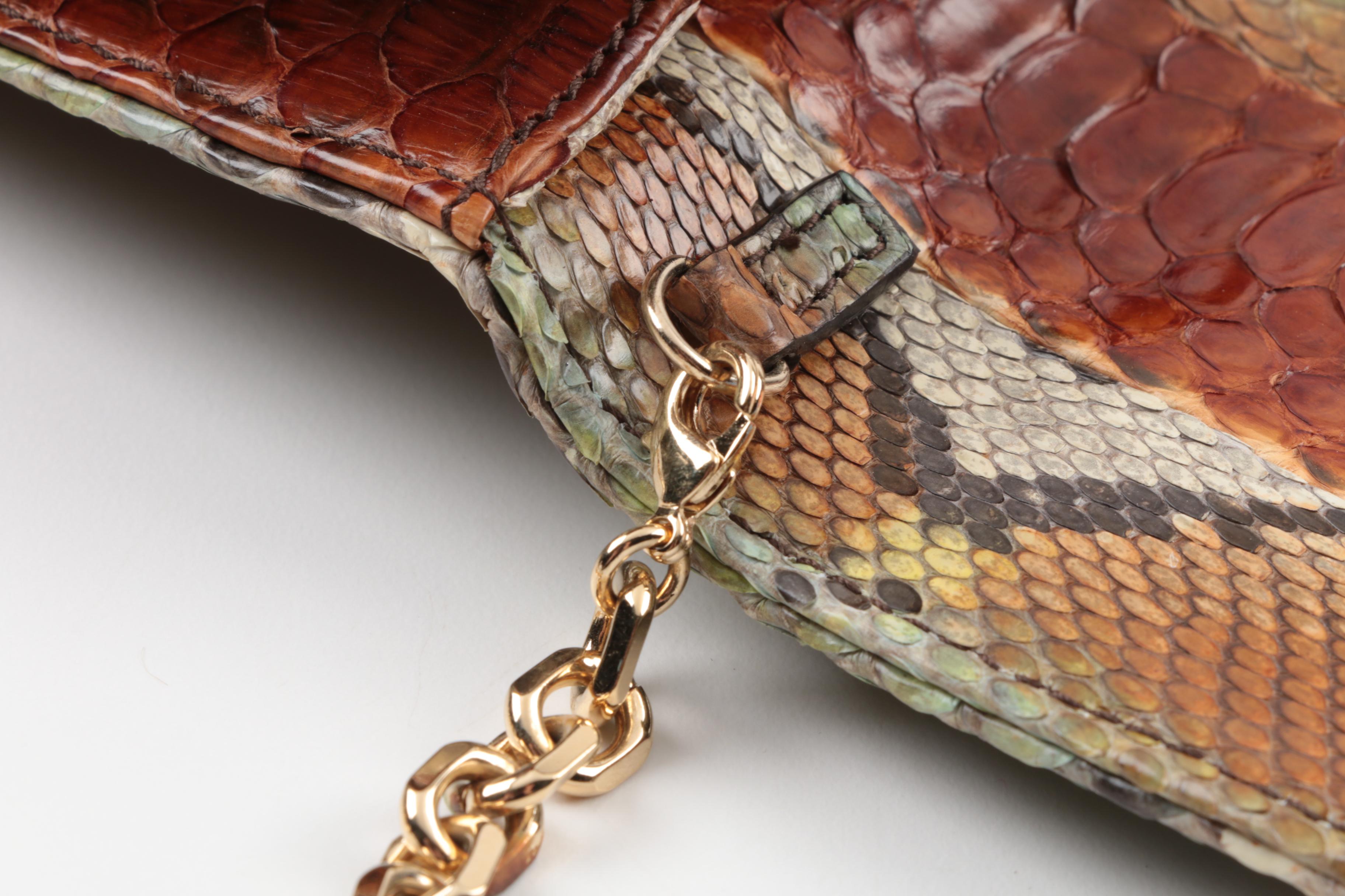 Judith Leiber New York Embellished Ombré Python Skin Clutch Purse