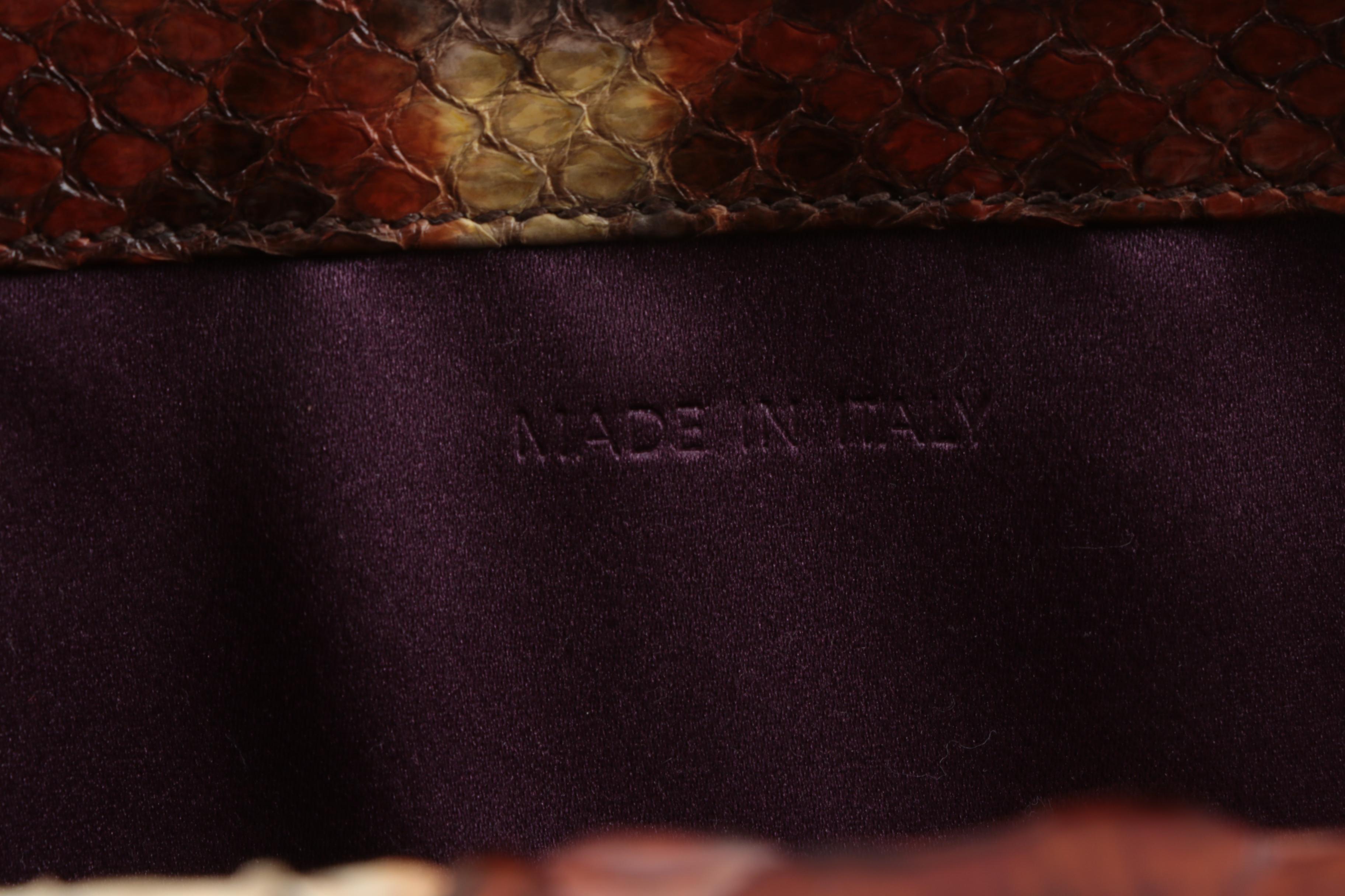 Judith Leiber New York Embellished Ombré Python Skin Clutch Purse