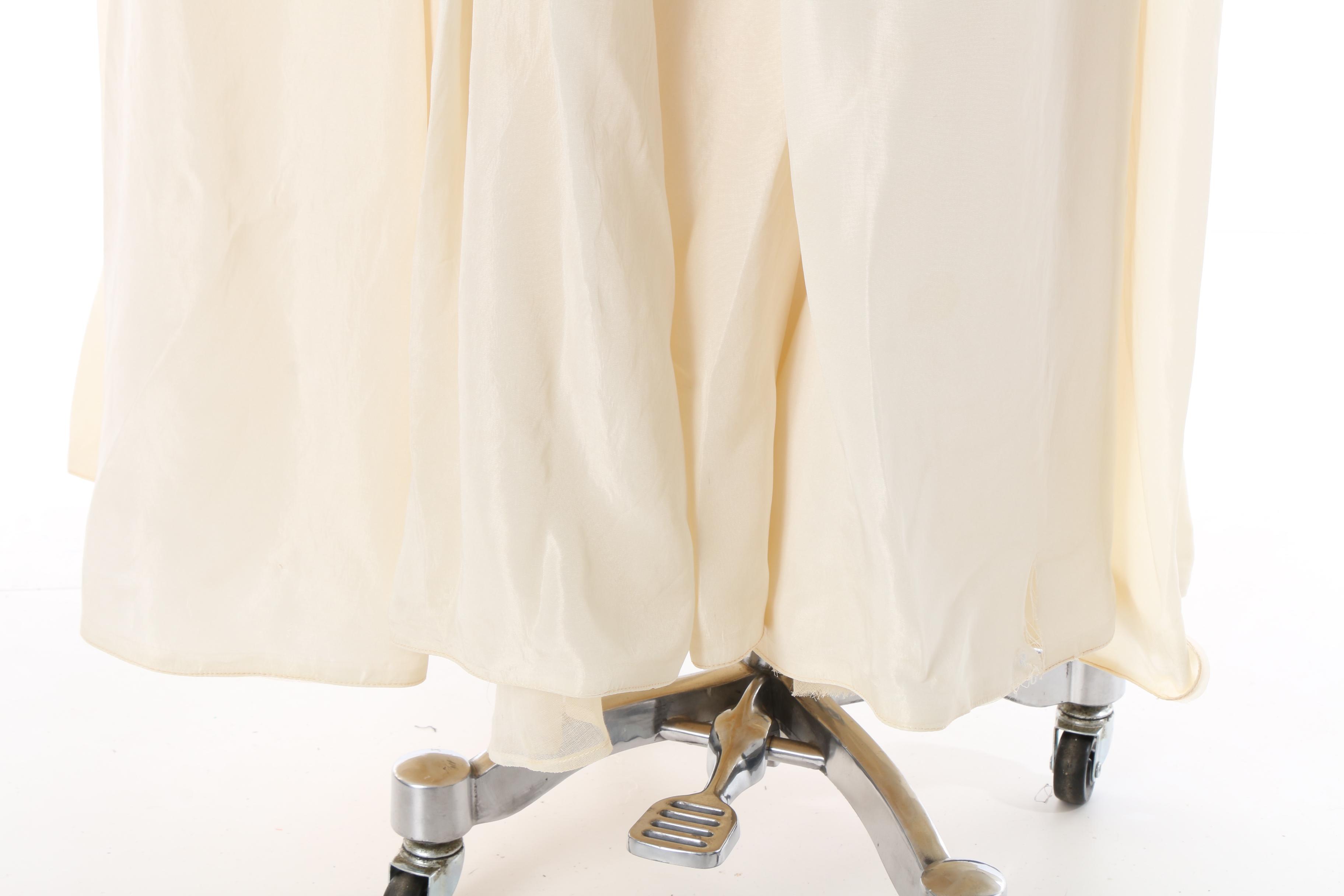 Circa 1950s Vintage Frank Starr White Beaded Ball Gown