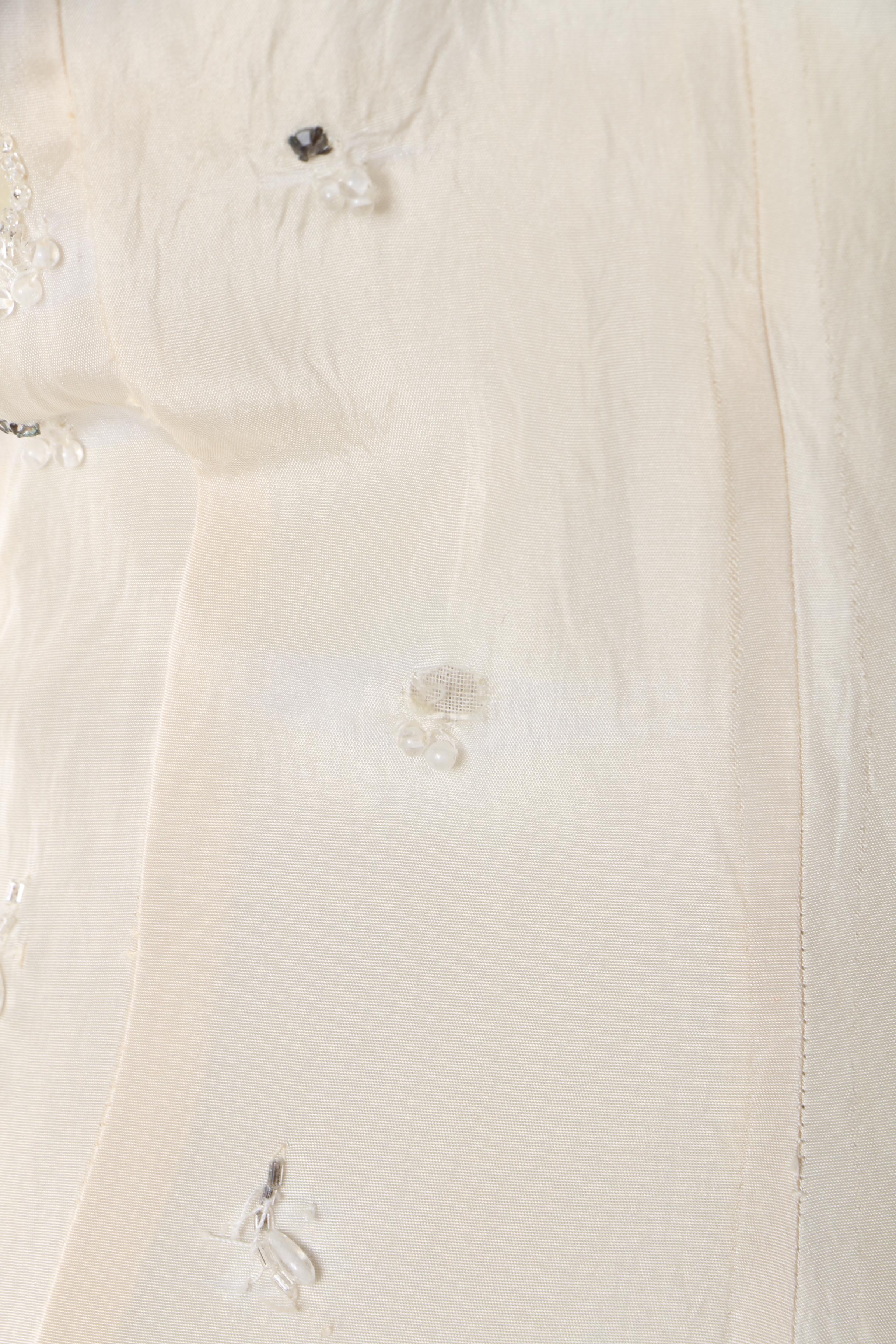 Circa 1950s Vintage Frank Starr White Beaded Ball Gown