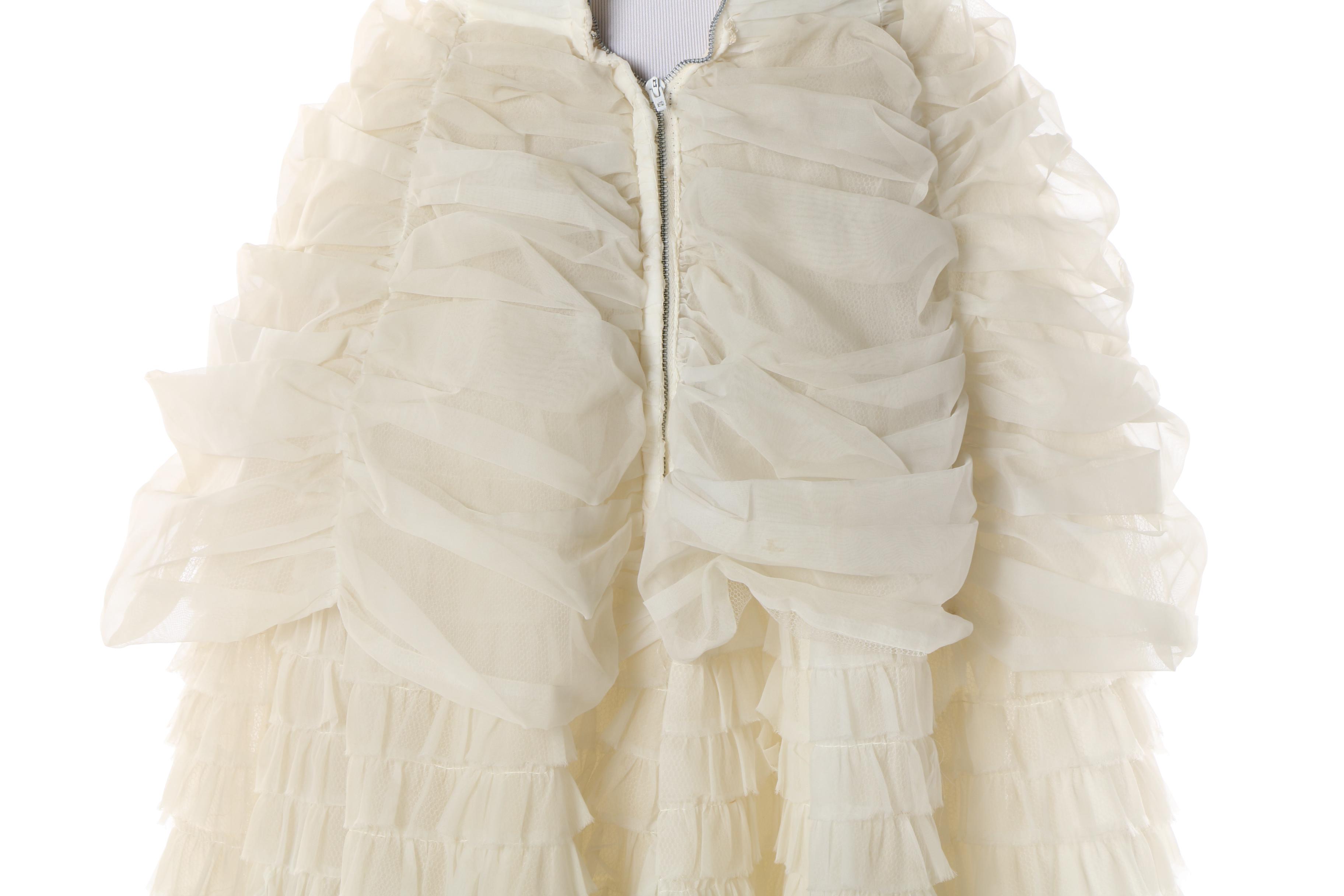 Women's 1950s Vintage Off-White Chiffon Tiered Cocktail Dress