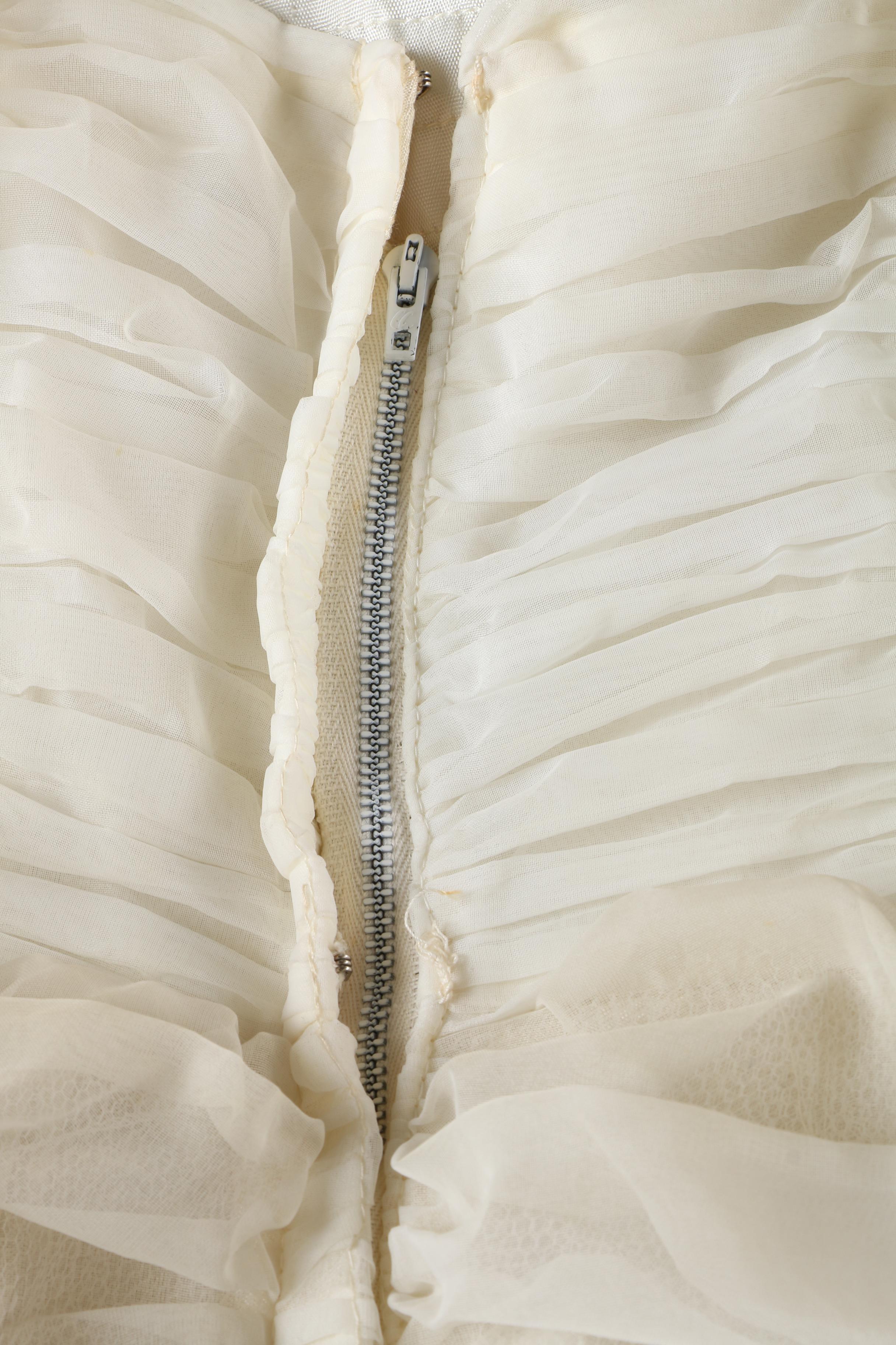 Women's 1950s Vintage Off-White Chiffon Tiered Cocktail Dress