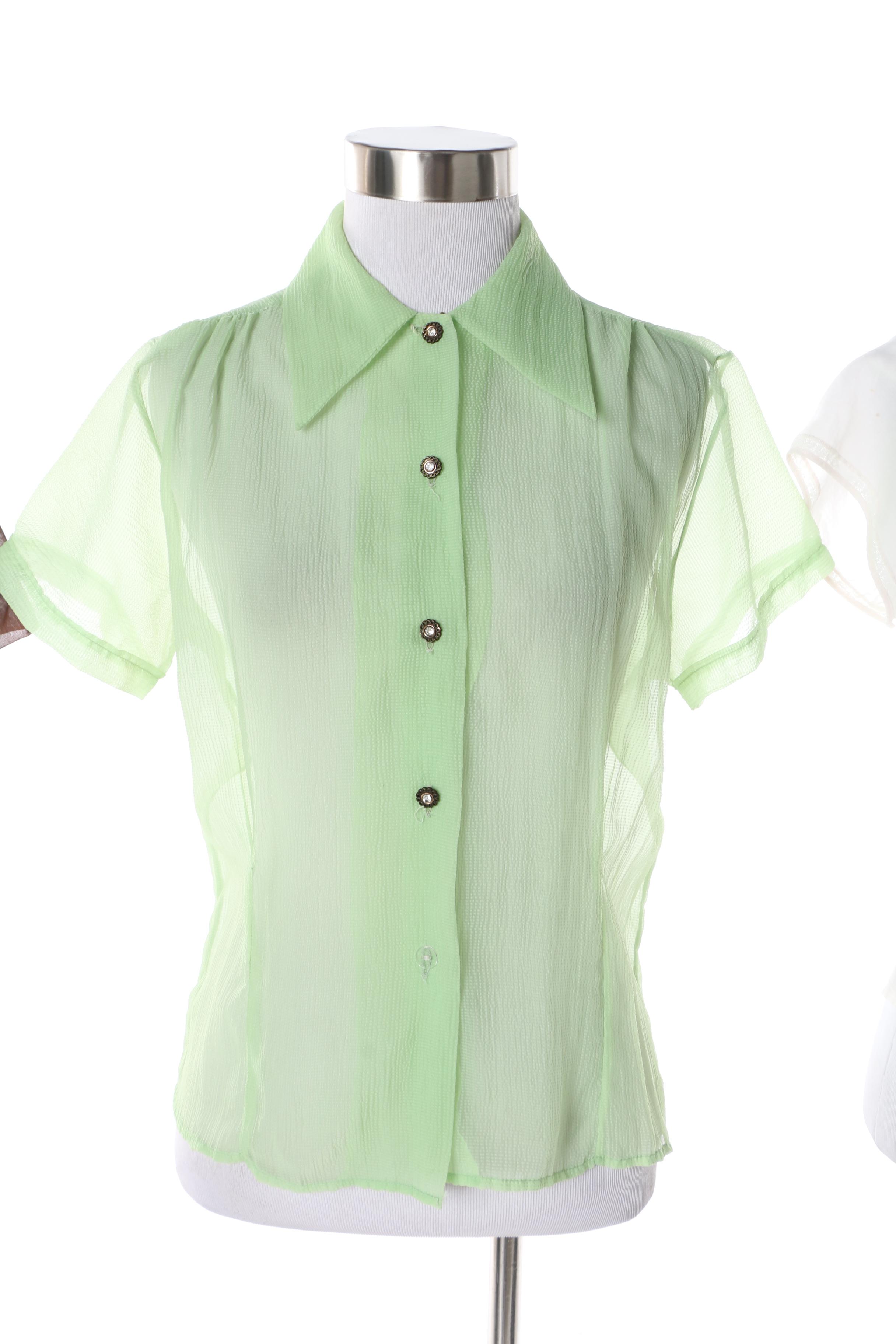 Women's Circa 1950s Vintage Sheer Blouses Including Martha Brian