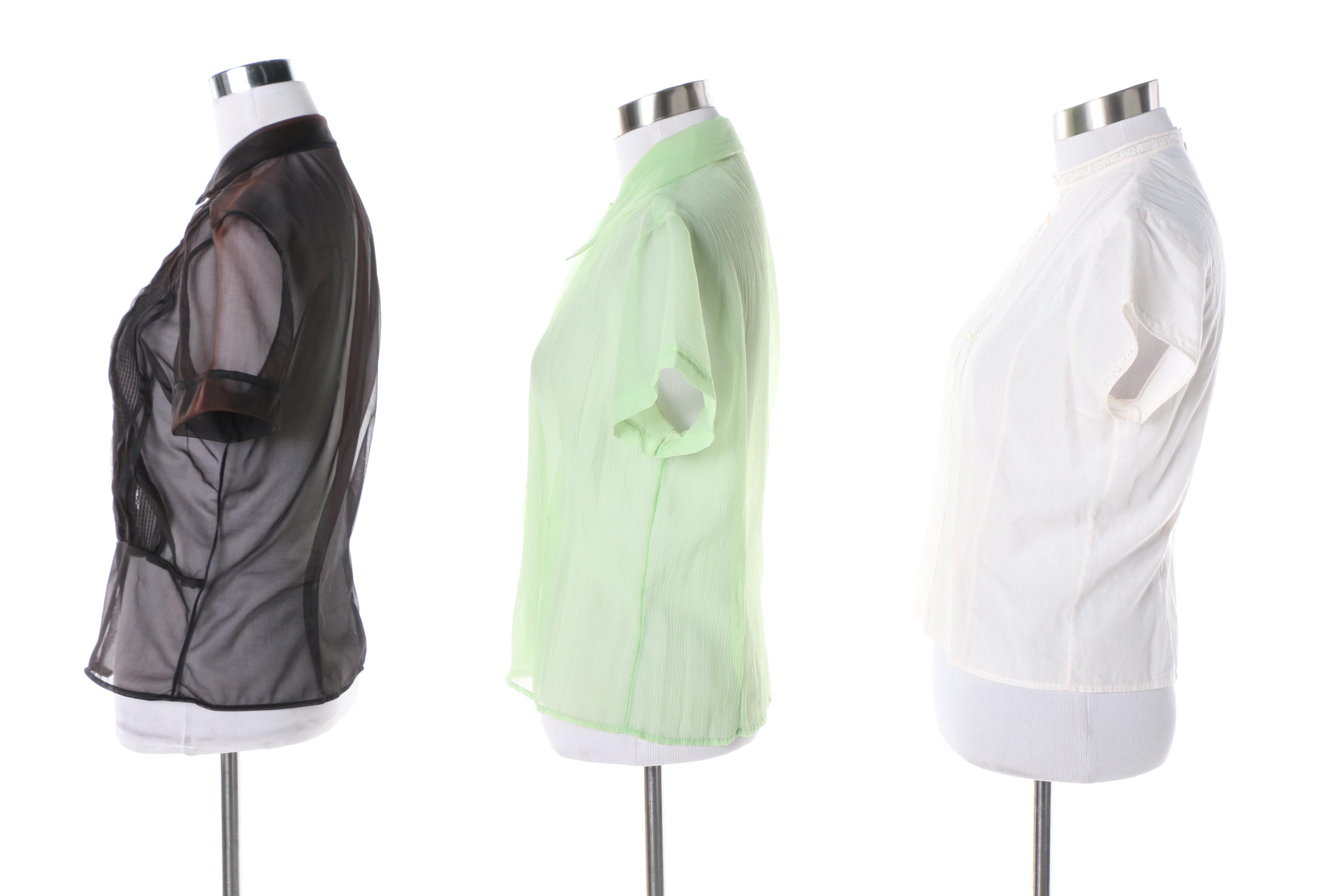 Women's Circa 1950s Vintage Sheer Blouses Including Martha Brian