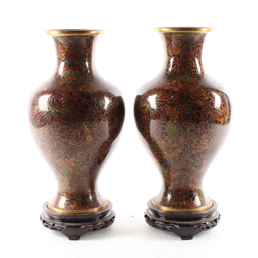 Chinese Zi Jin Cheng Cloisonne Vases
