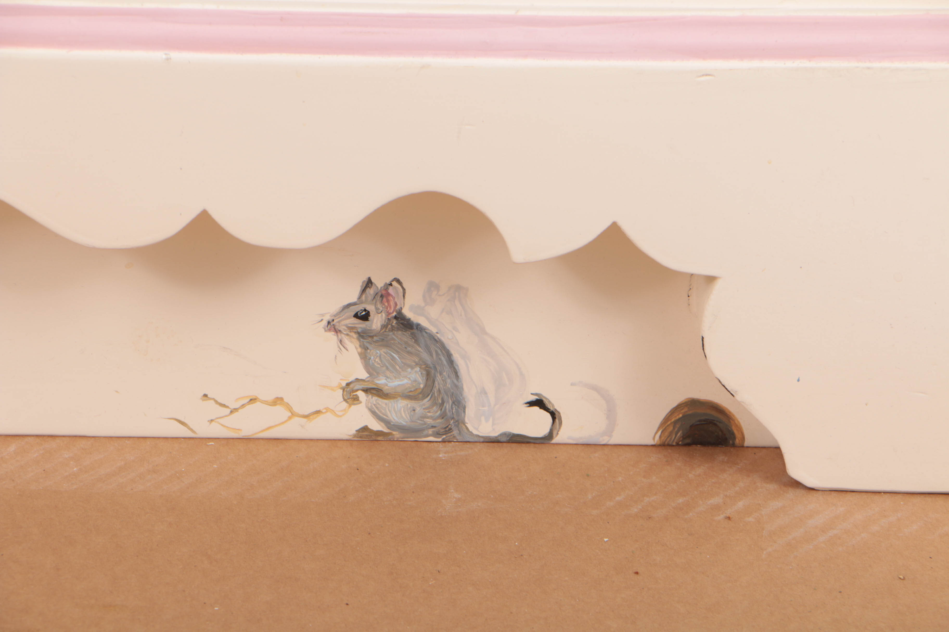Hand-Painted Pine Wardrobe with Beribboned Floral Garlands, 20th Century