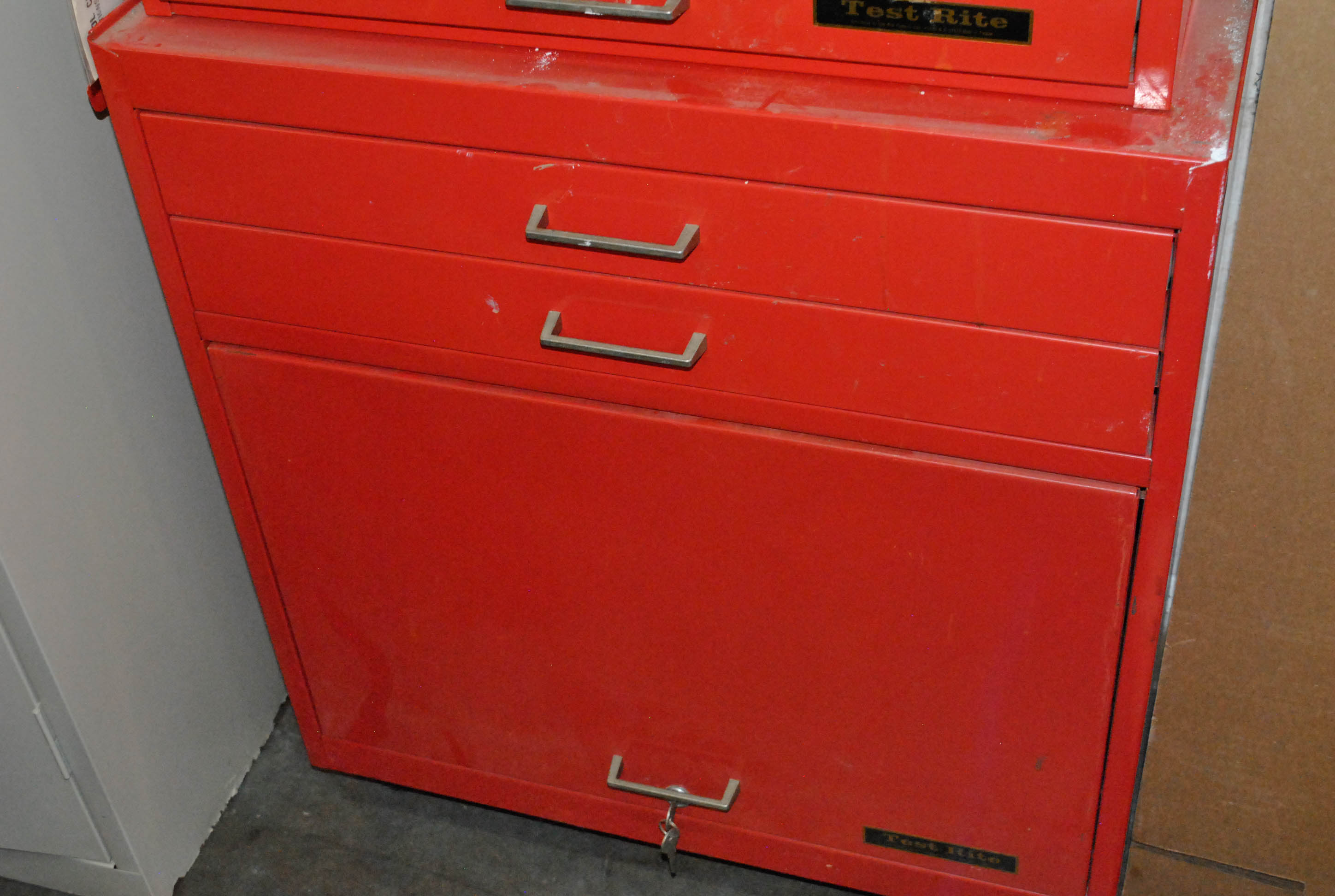 Vintage Red Metal Rolling Tool Chest by Test Rite