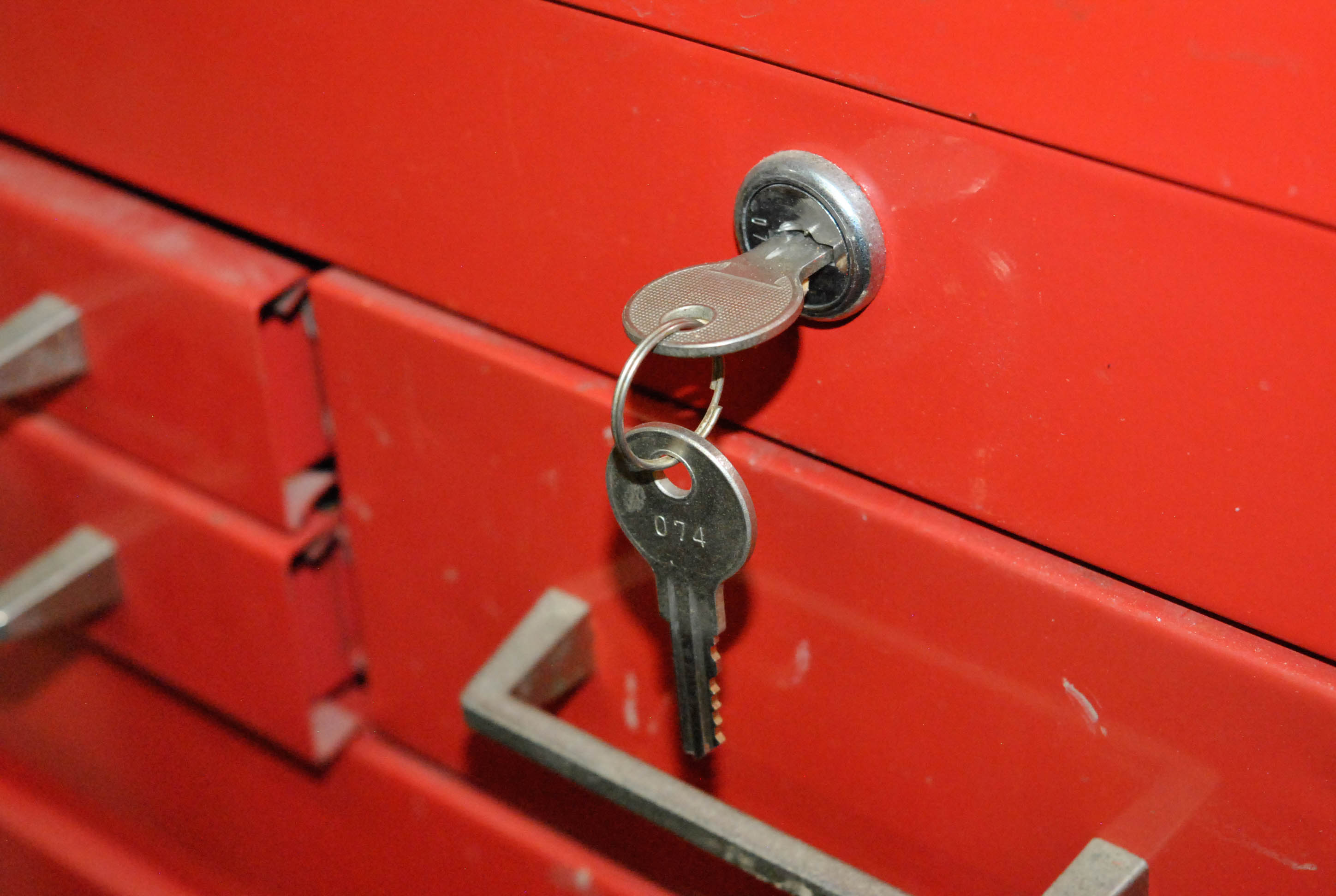 Vintage Red Metal Rolling Tool Chest by Test Rite