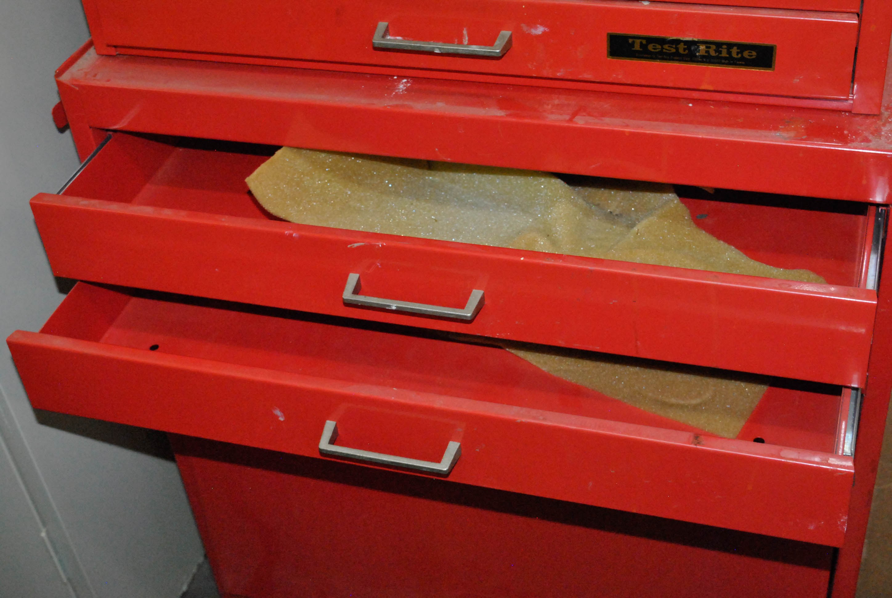 Vintage Red Metal Rolling Tool Chest by Test Rite