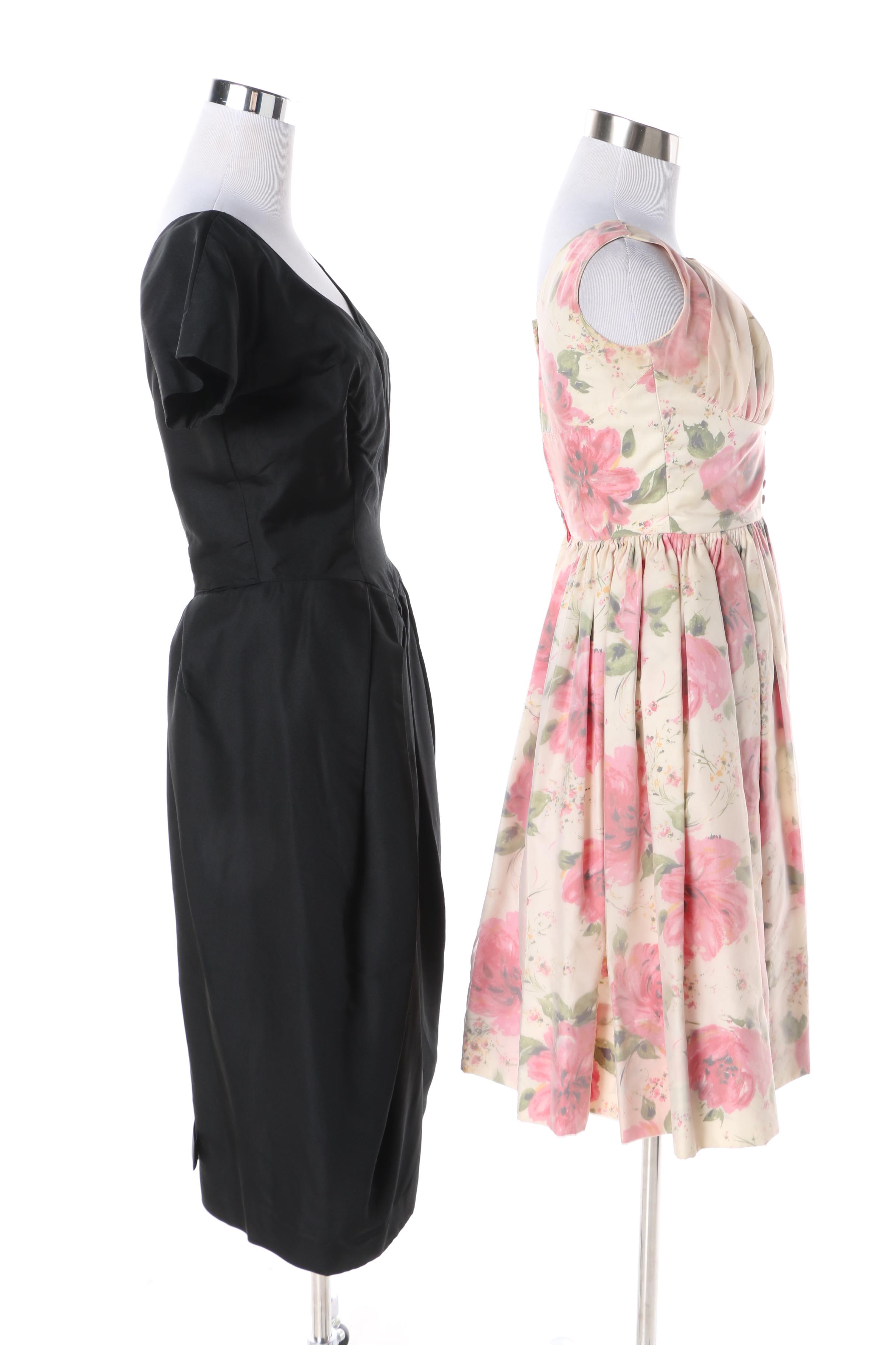 1950s Floral Jr. Theme and Eleanor Green Cocktail Dresses