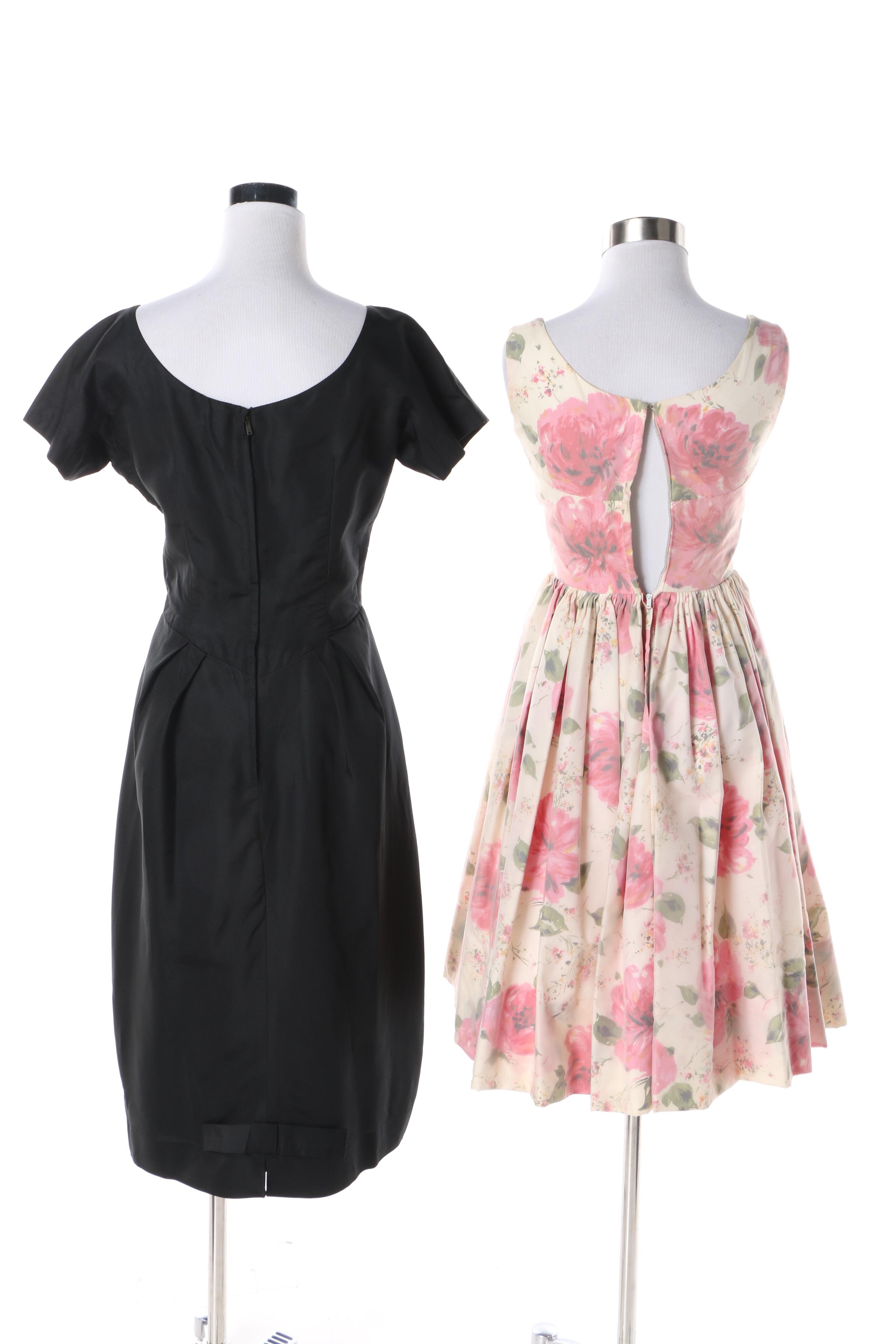 1950s Floral Jr. Theme and Eleanor Green Cocktail Dresses