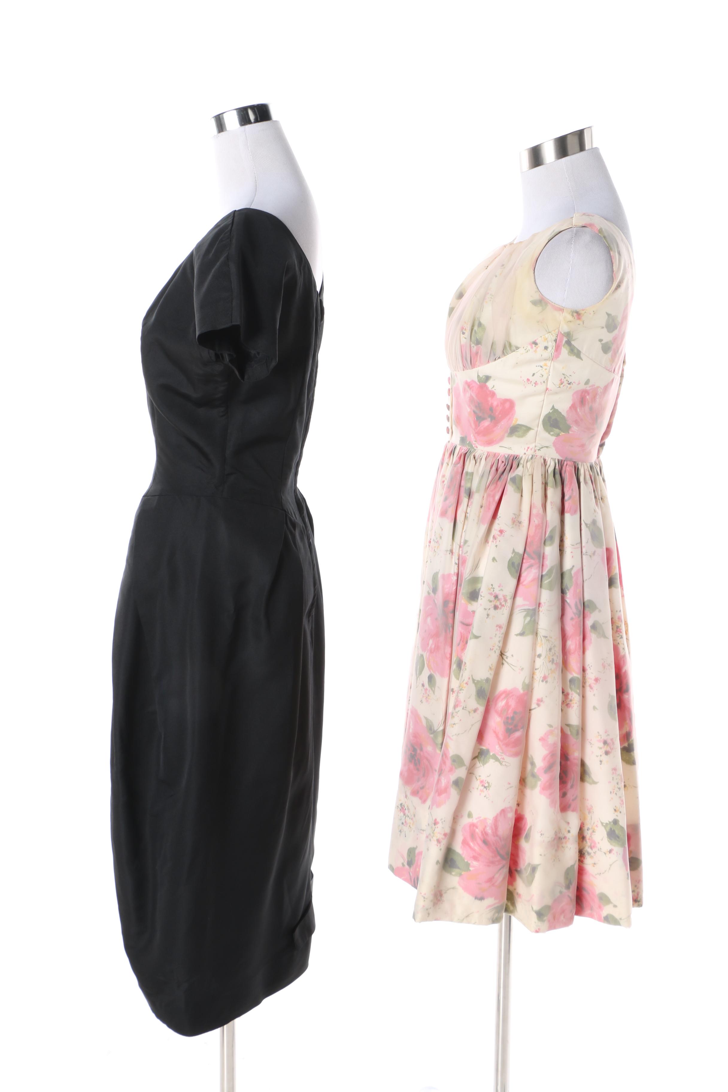 1950s Floral Jr. Theme and Eleanor Green Cocktail Dresses
