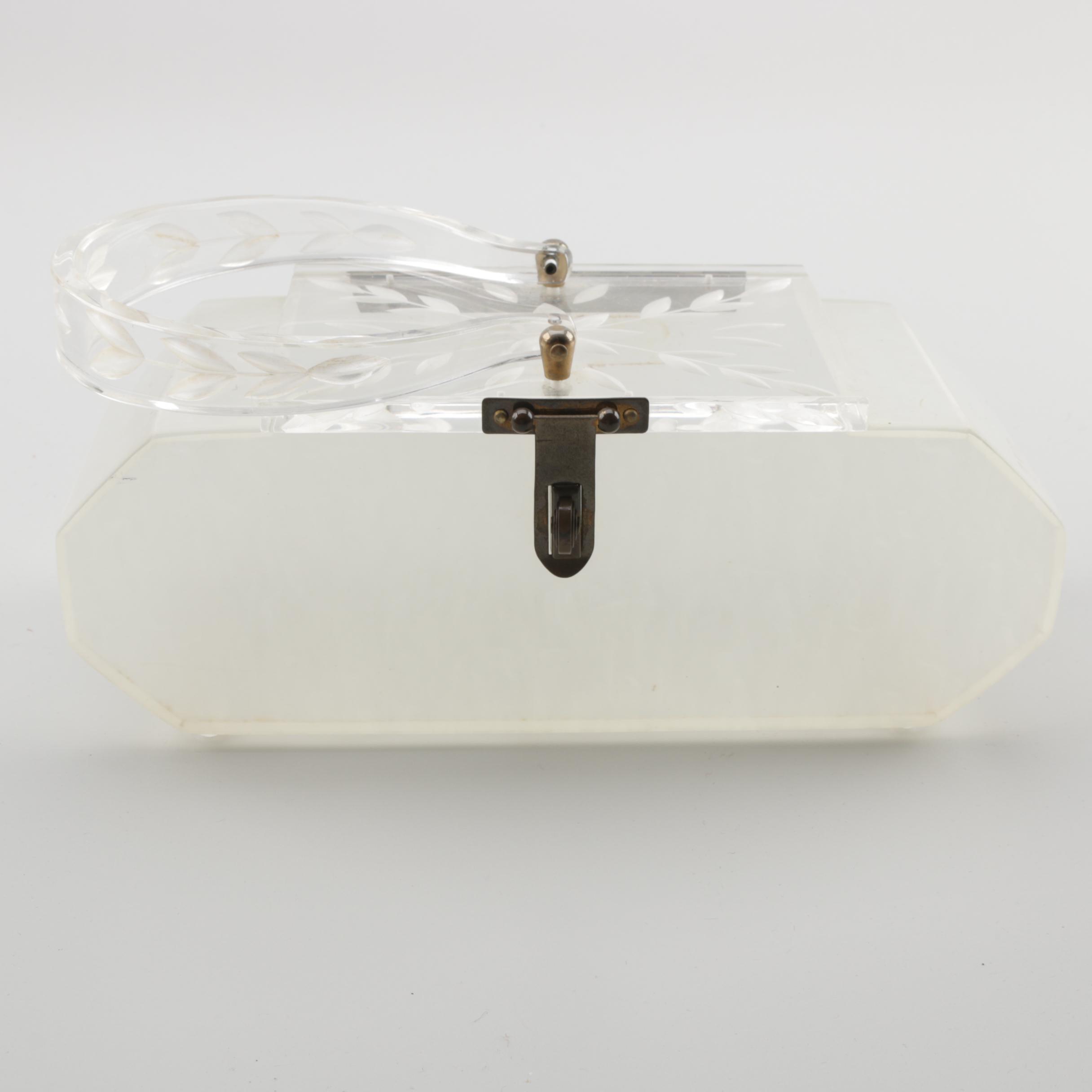 1950s Vintage Pearlized Lucite Box Purse