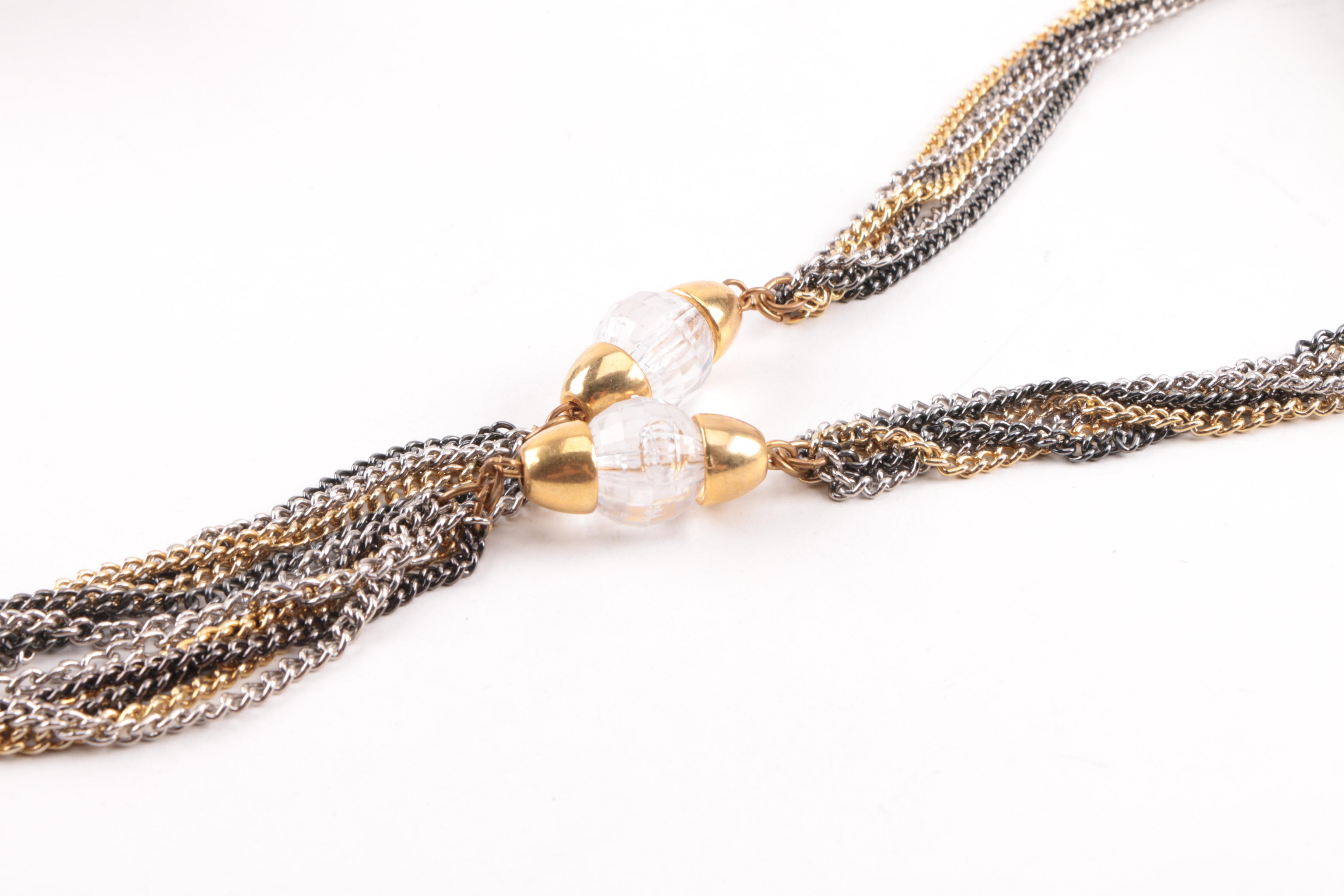 1950s Miss Lewis Brown Satin Evening Clutch with Beaded Chain Strap