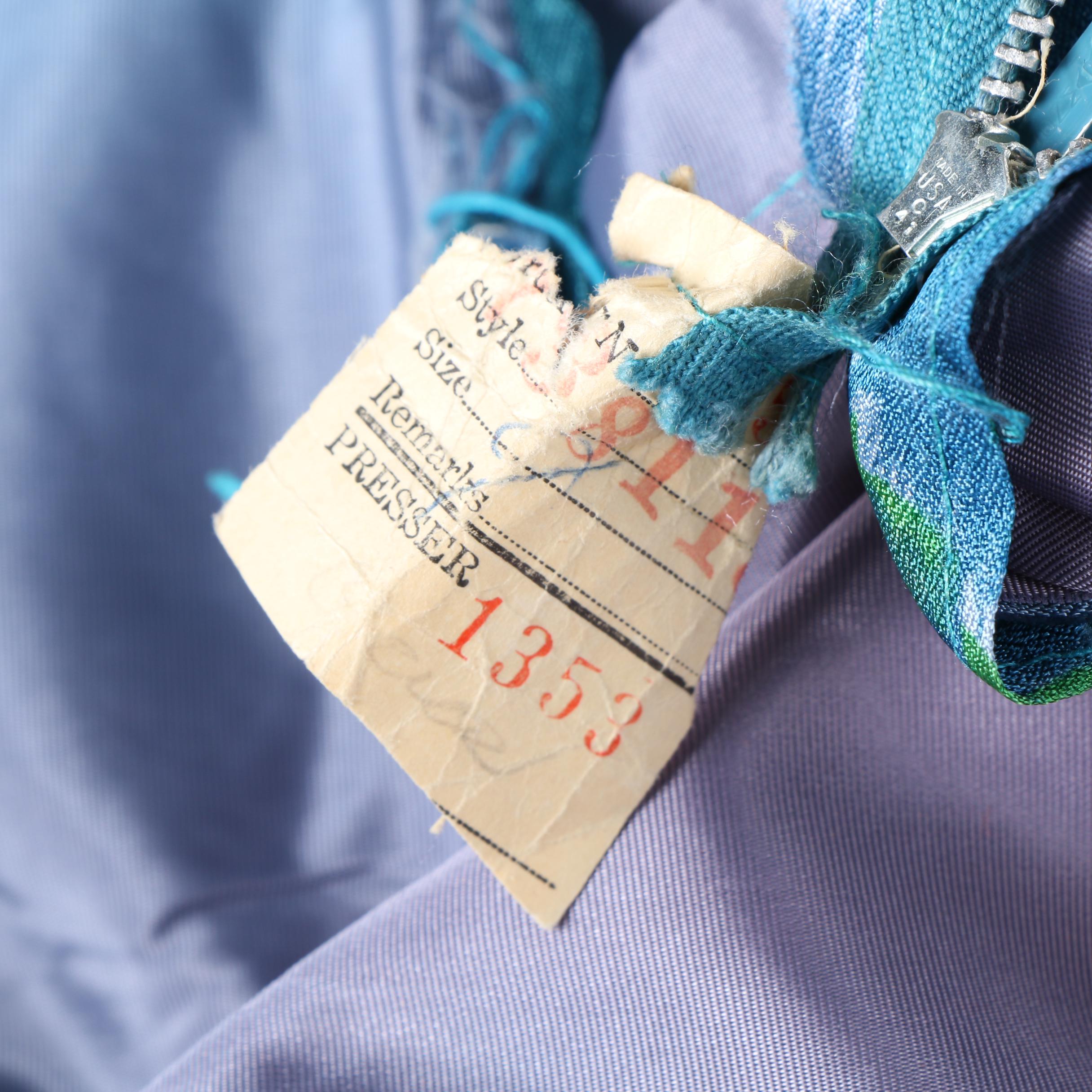 1950s Vintage Blue Floral and Black Evening Dresses