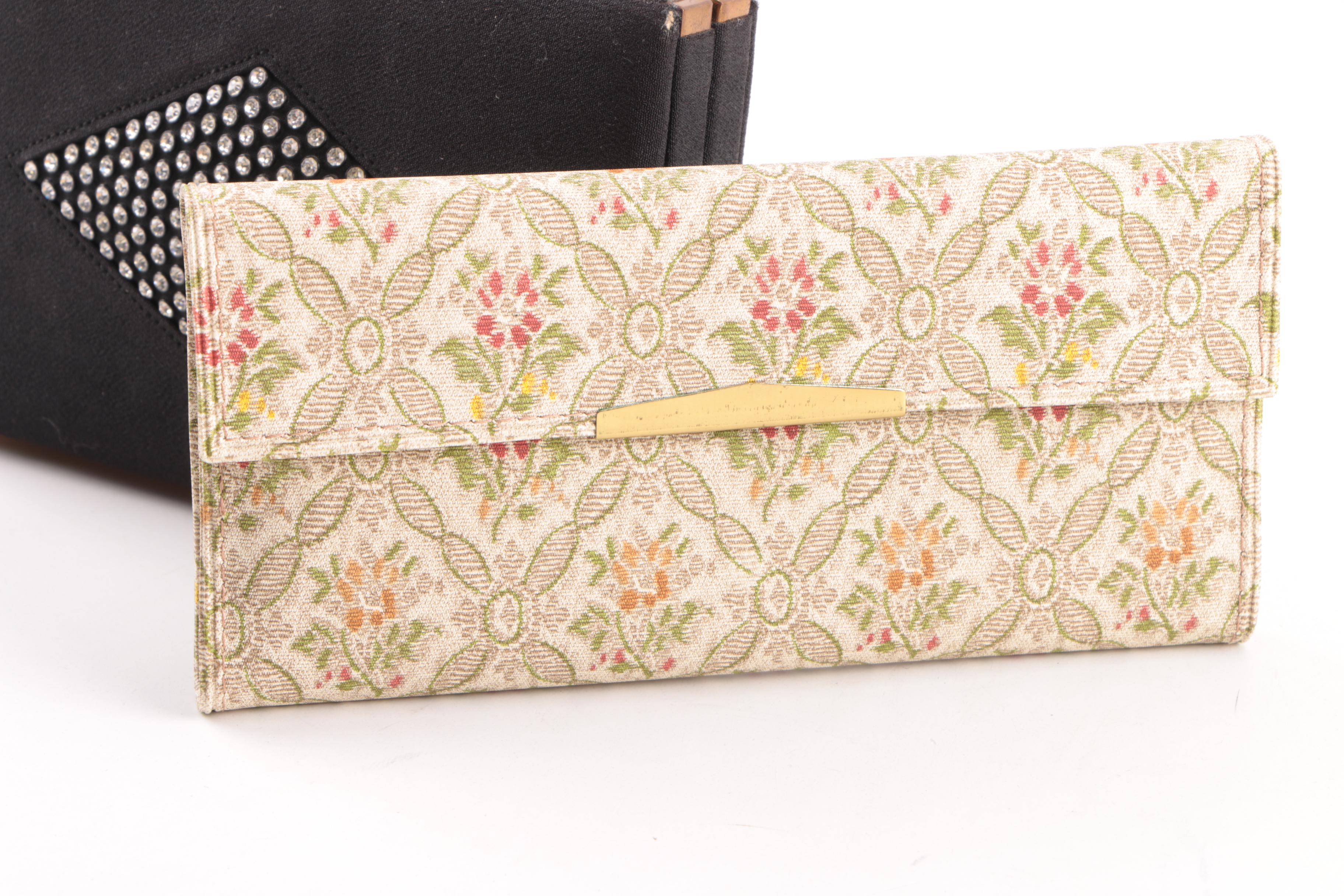 1950s Rhinestone Evening Clutch and Vintage Wallet