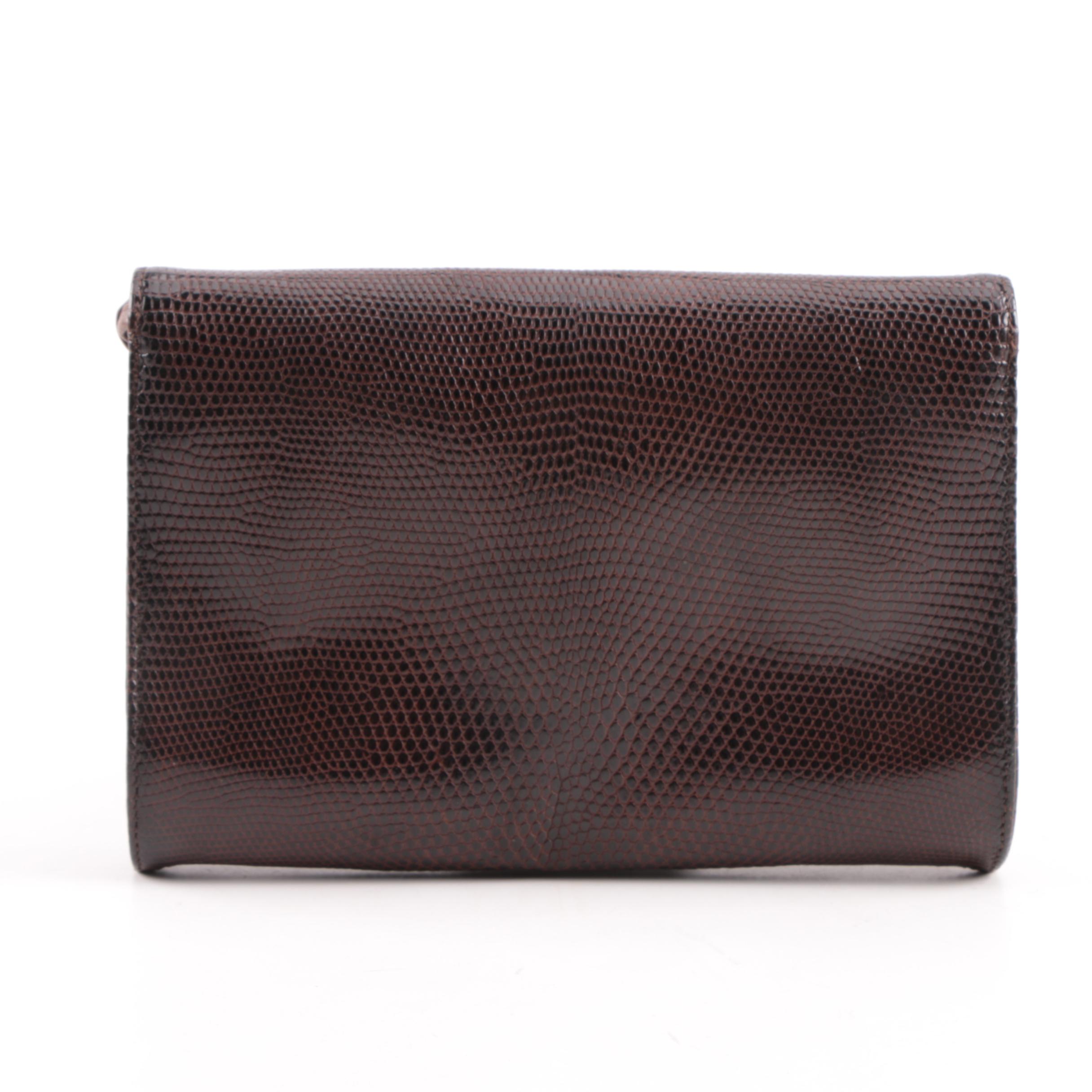 1970s Givenchy Dark Brown Lizard Skin Crossbody Bag