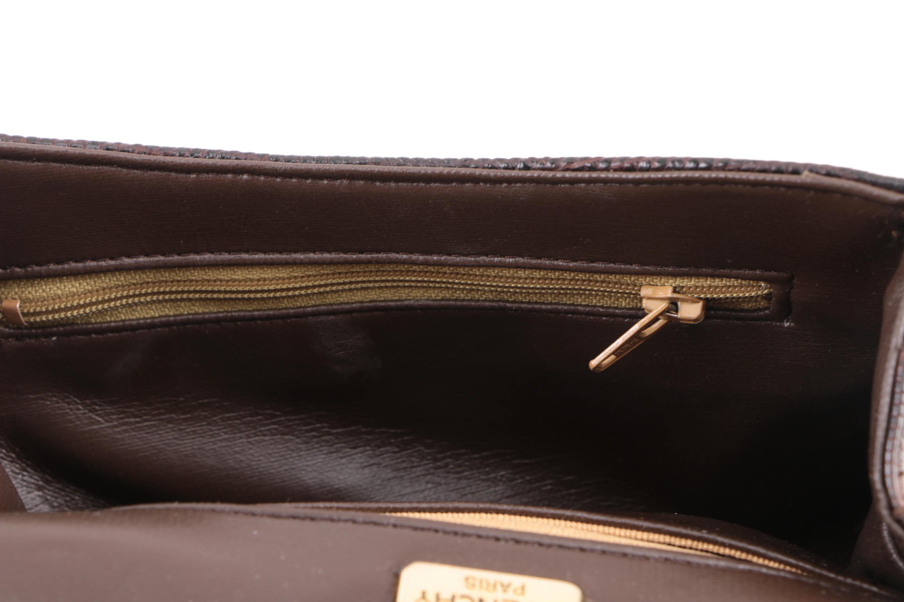 1970s Givenchy Dark Brown Lizard Skin Crossbody Bag