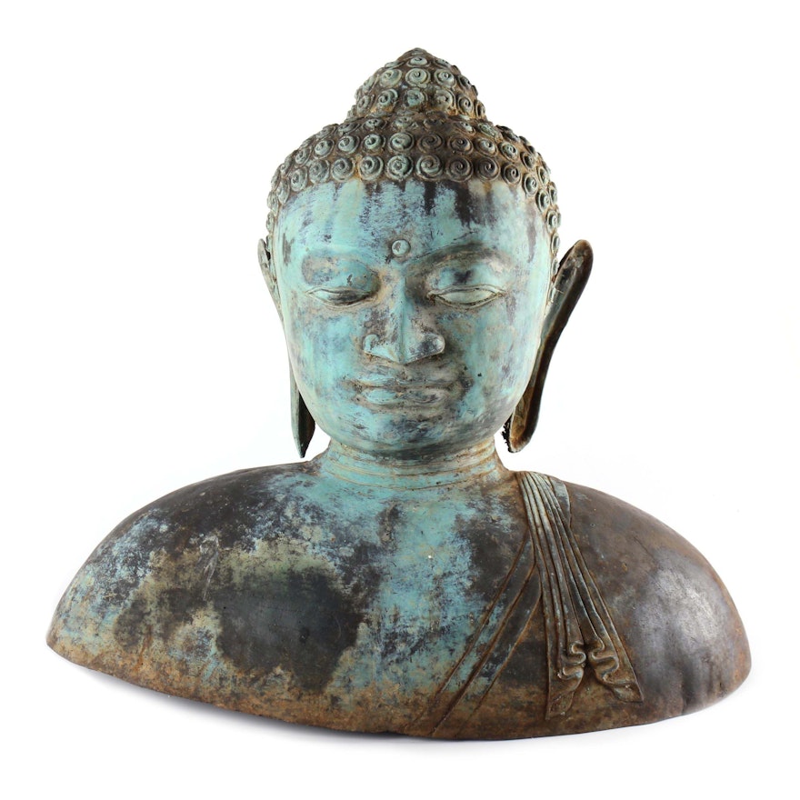 Buddha Bust with Patinaed Metal Overlay