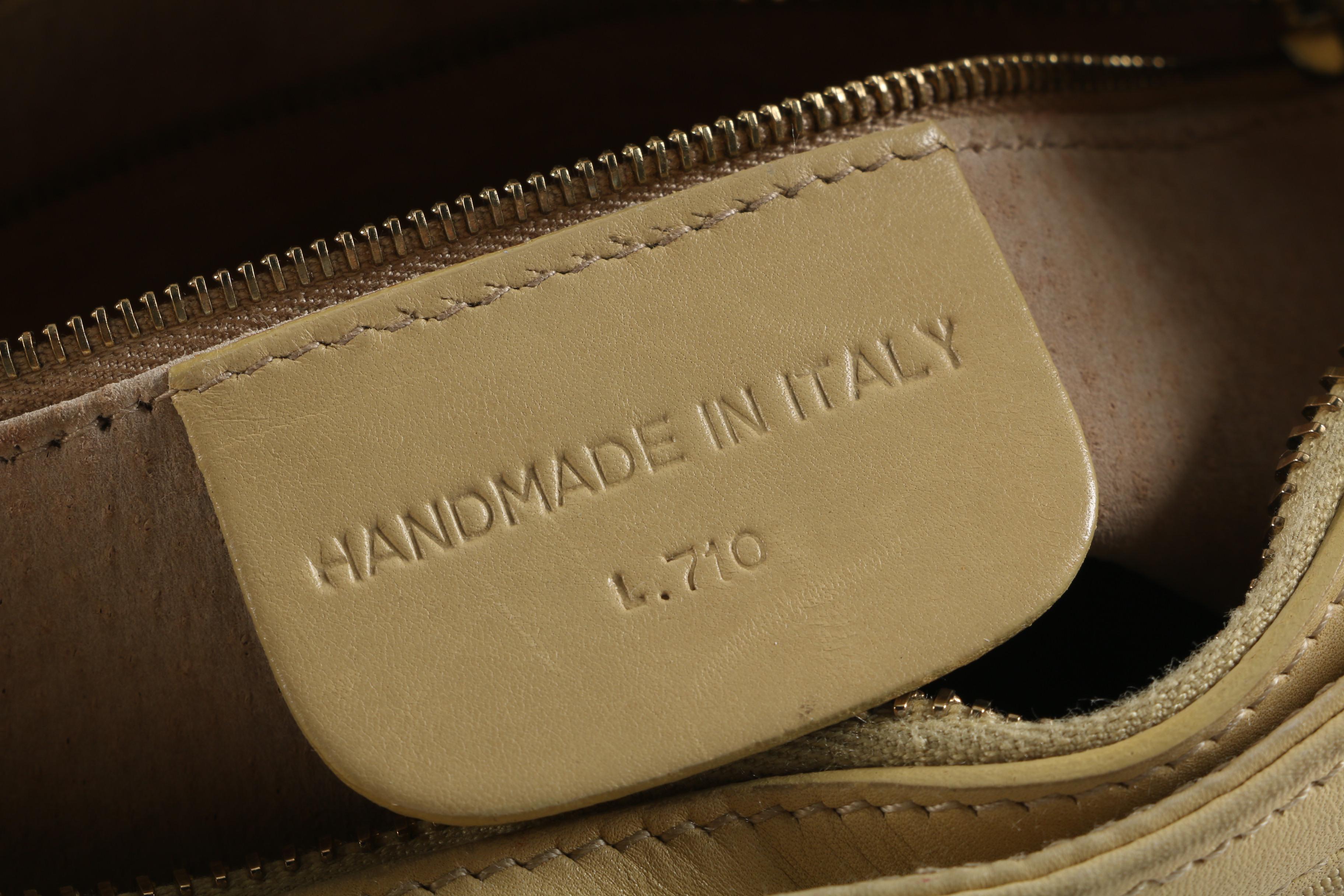 1990s Barry Kieselstein-Cord Beige Nylon and Leather Shoulder Bag