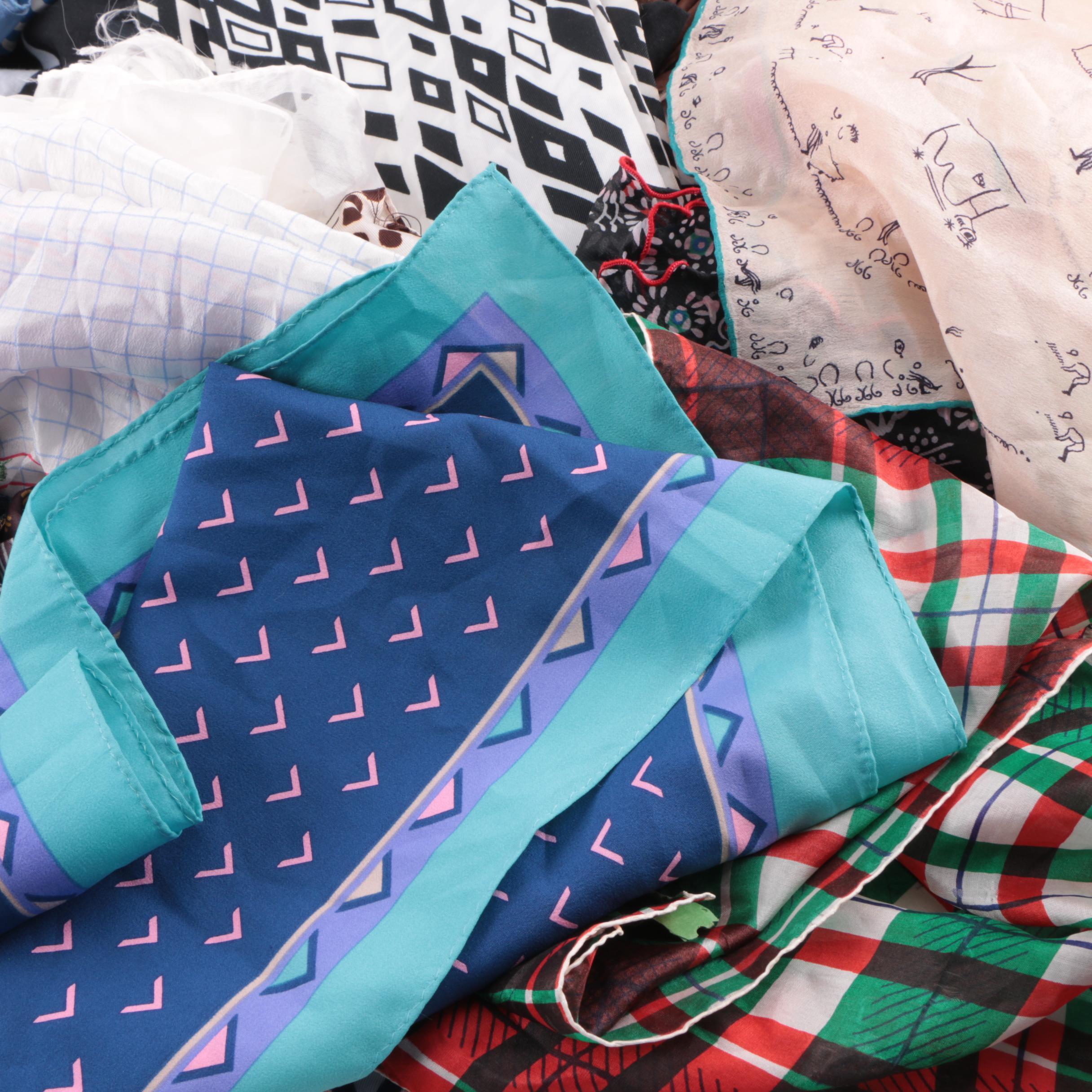 Vintage Fashion Scarves Including Ralph Lauren, J.Crew and Echo