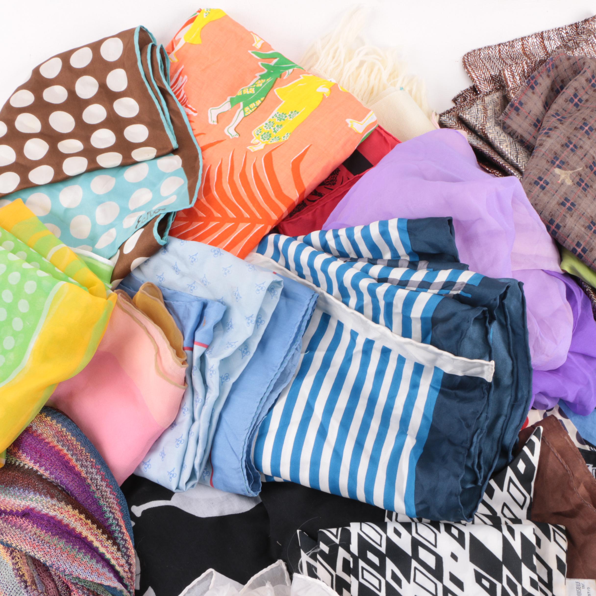 Vintage Fashion Scarves Including Ralph Lauren, J.Crew and Echo