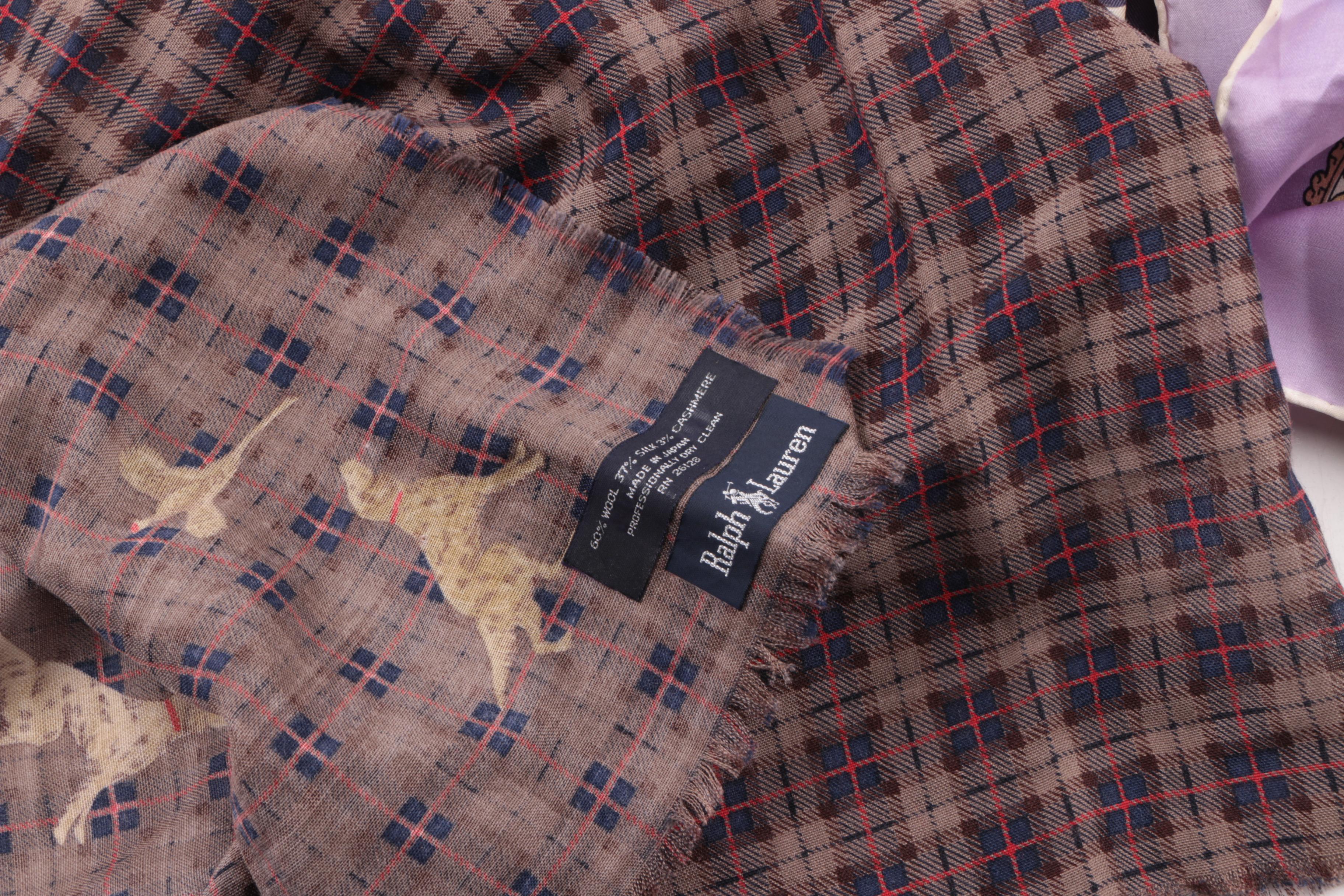 Vintage Fashion Scarves Including Ralph Lauren, J.Crew and Echo