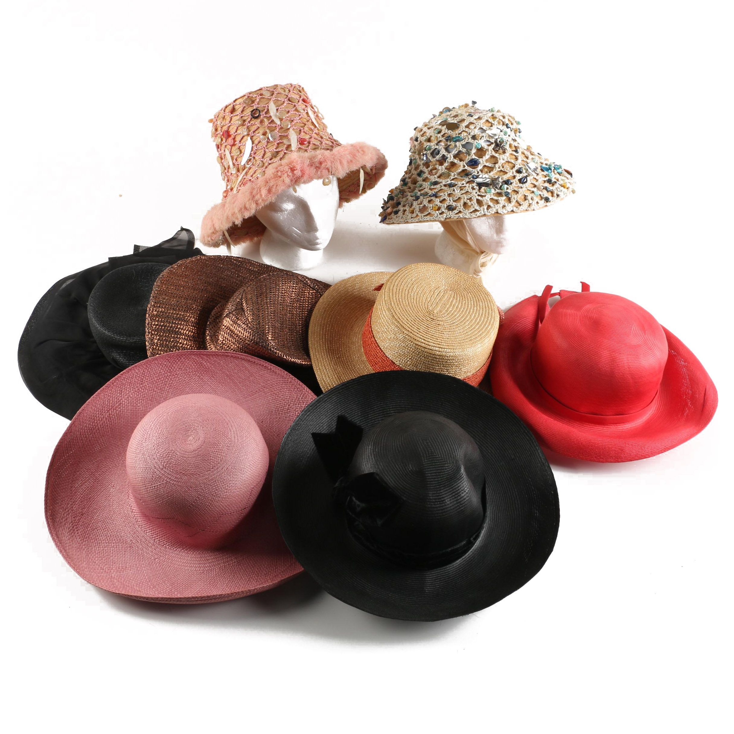 Women's Vintage and Contemporary Woven Wide Brim Hats Including Betmar