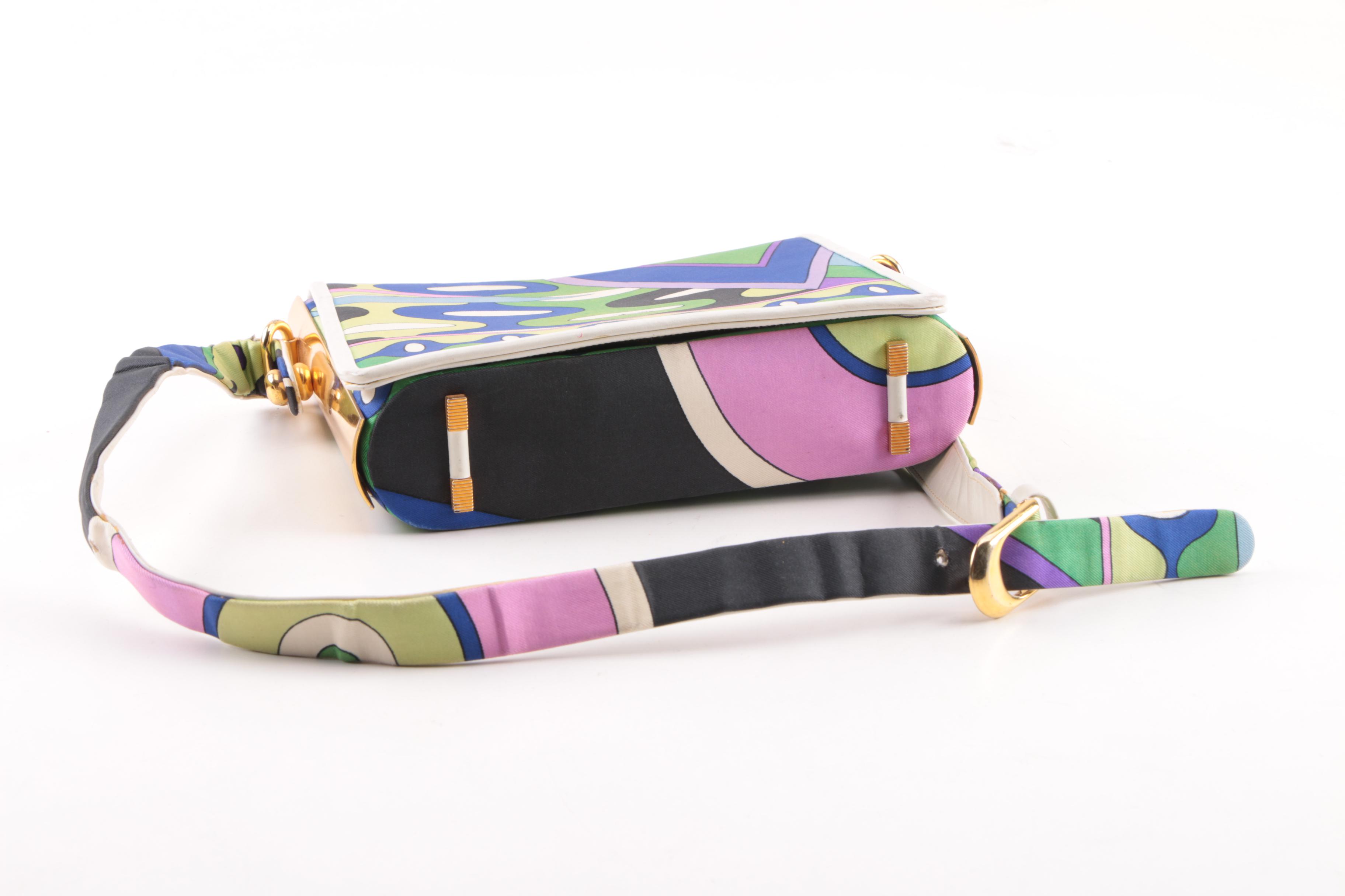 Circa 1960s Emilio Pucci Green Box Shoulder Bag with Gold Tone Hardware