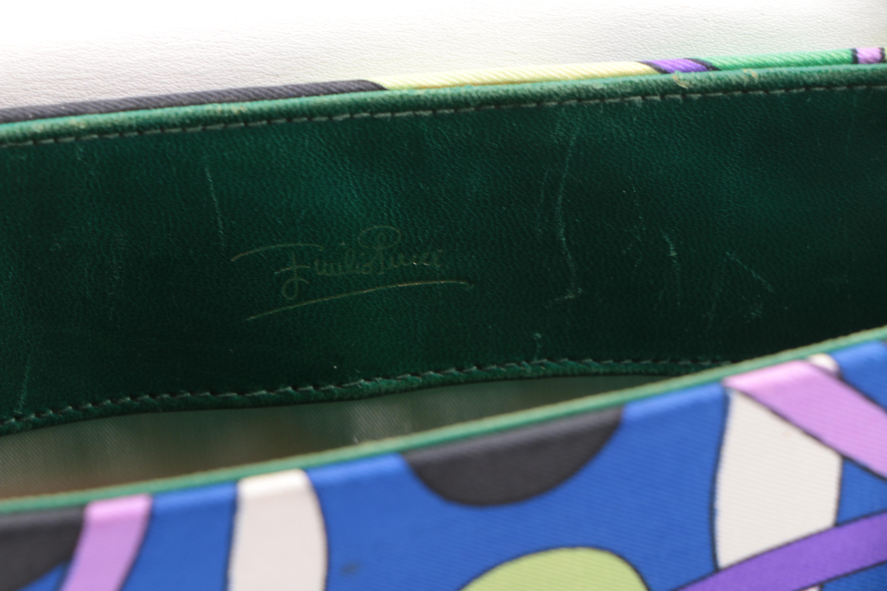 Circa 1960s Emilio Pucci Green Box Shoulder Bag with Gold Tone Hardware