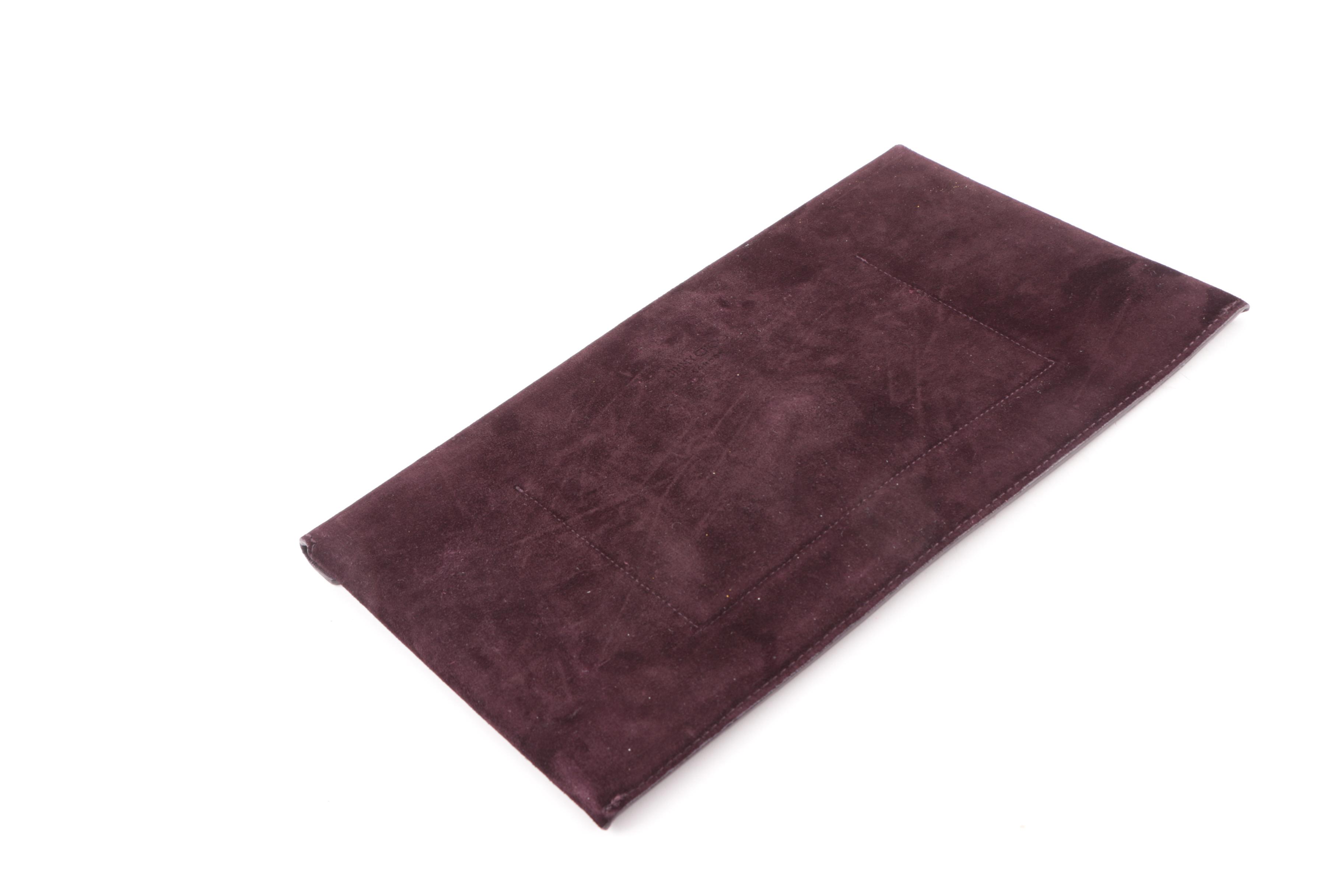 Jimmy Choo Eggplant Purple Suede Envelope Clutch