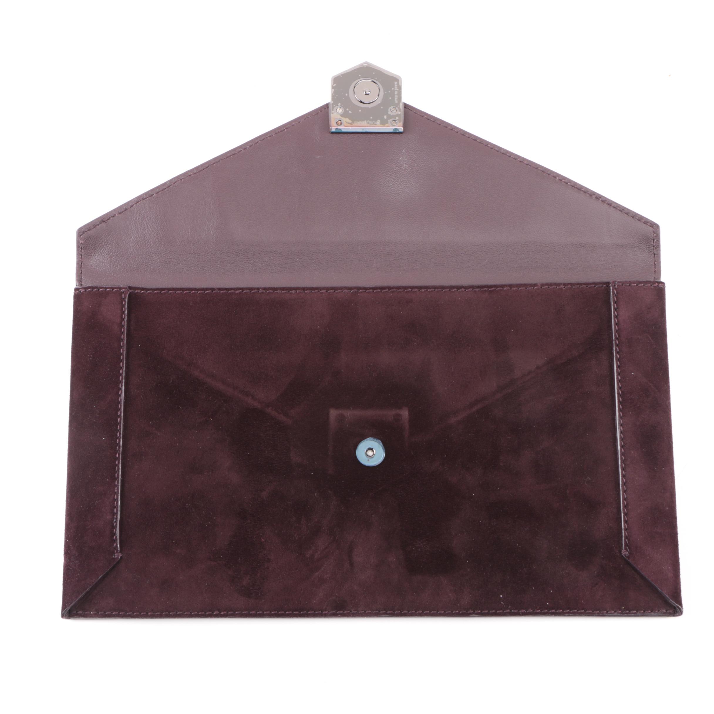 Jimmy Choo Eggplant Purple Suede Envelope Clutch