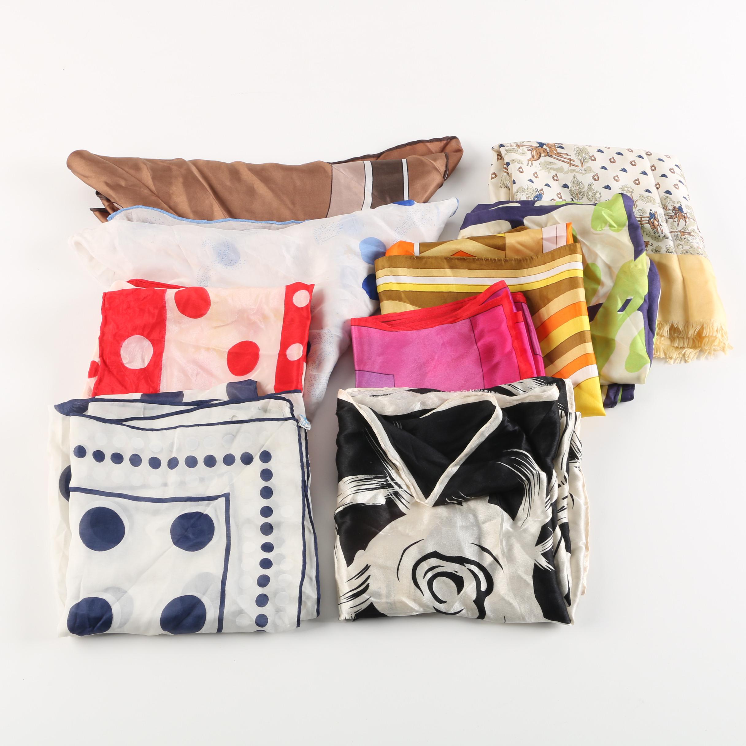 Circa 1960s Vintage Silk Scarves Including Oscar de la Renta and Halston III
