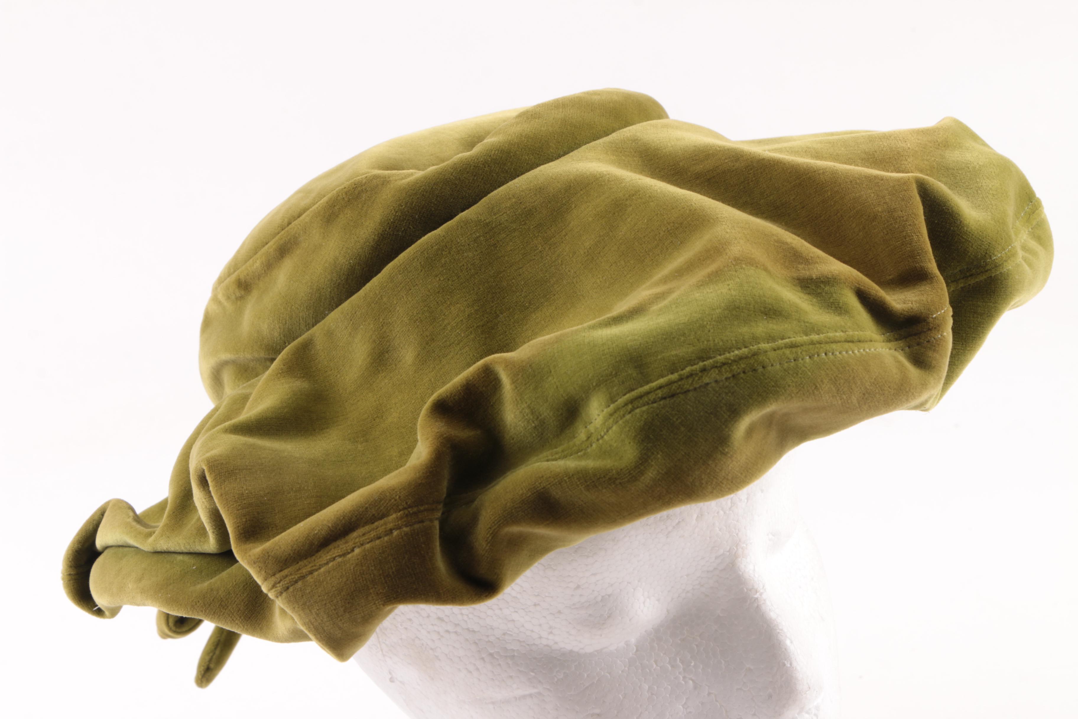 Women's 1960s Vintage Norman Durand Green Velvet Hat