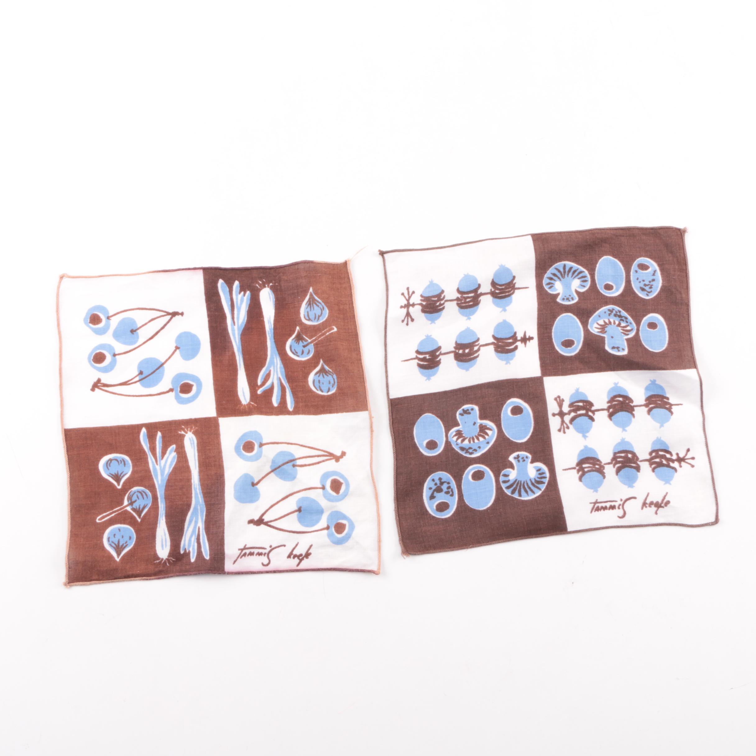 Circa 1950s Tammis Keefe "Canapés" Illustrated Cocktail Napkins