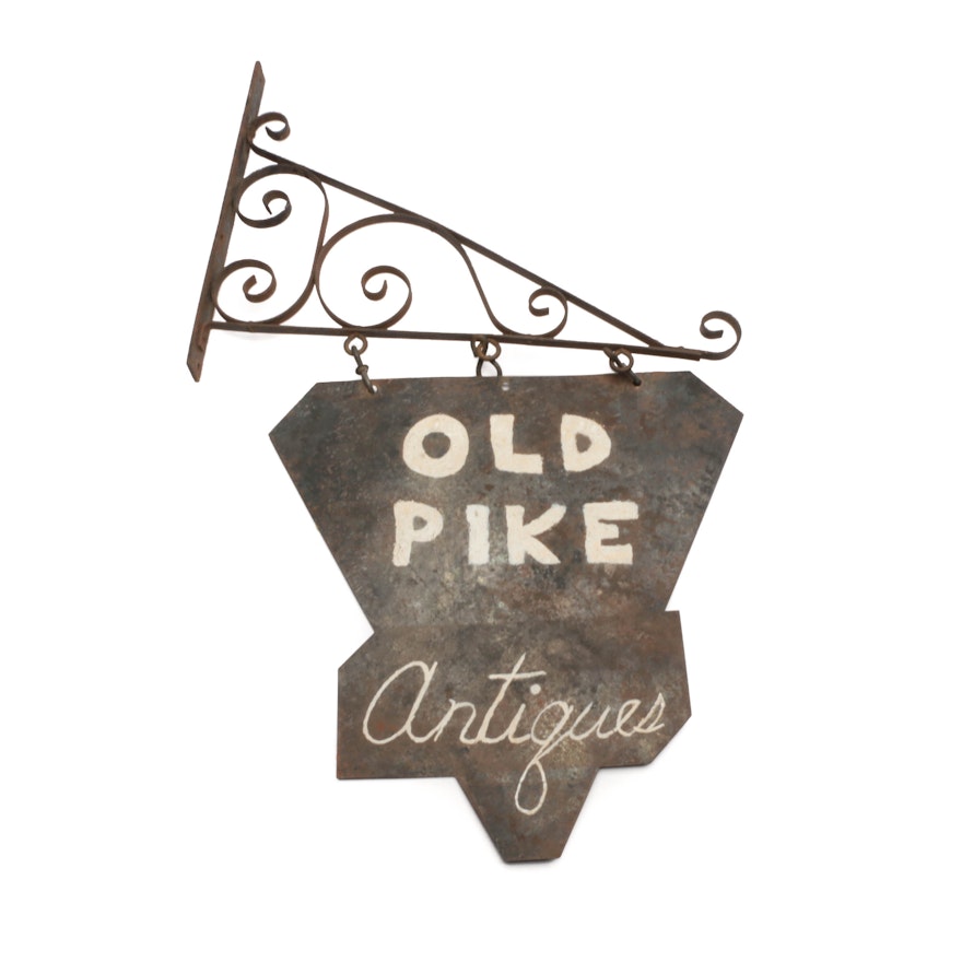 Vintage "Old Pike Antiques" Metal Sign