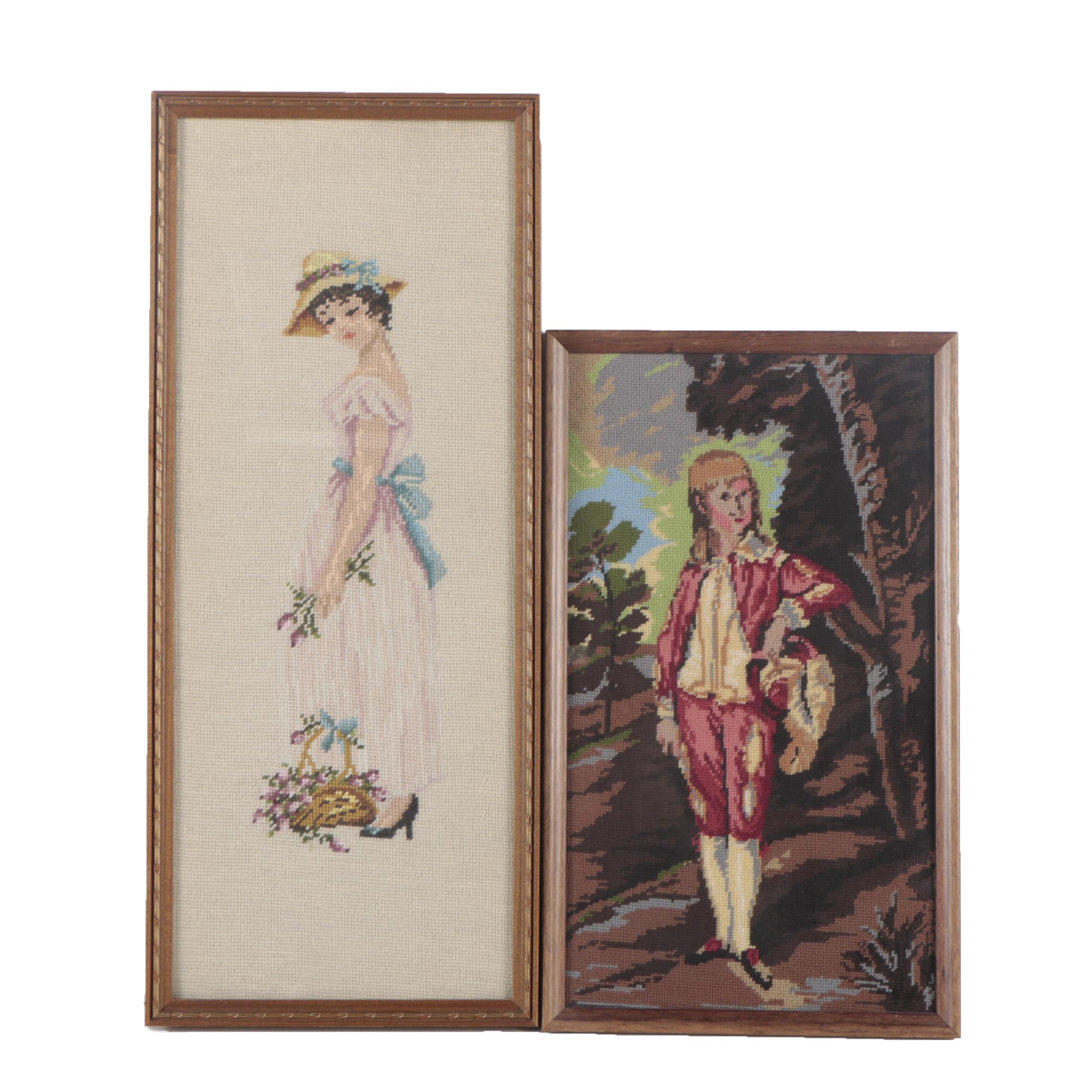 Needlepoint Including "The Pink Boy" After Thomas Gainsborough